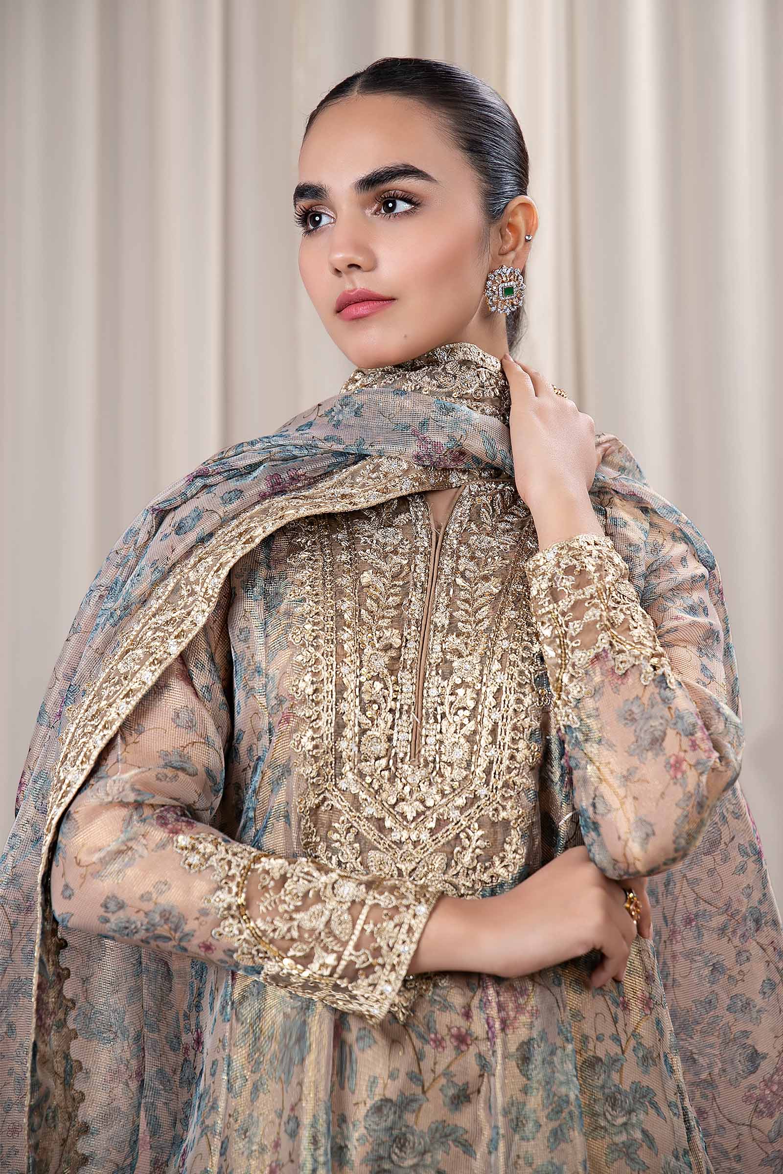 3 Piece Printed Organza Masoori Net Suit