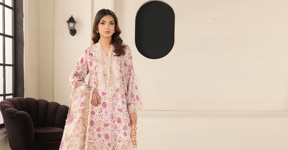 3 Piece Embroidered Lawn Suit | DW-EF24-108