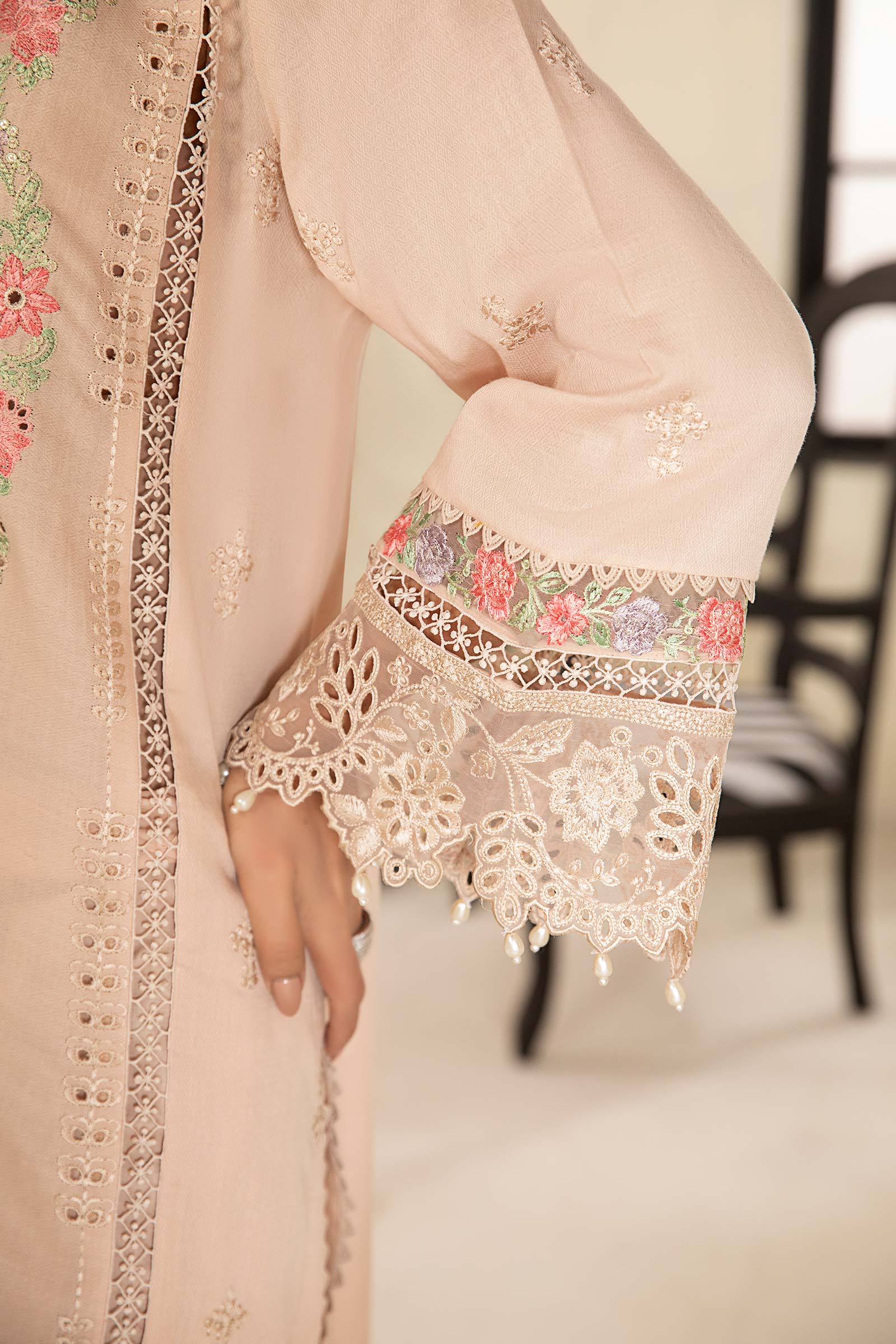 3 Piece Embroidered Dobby Suit