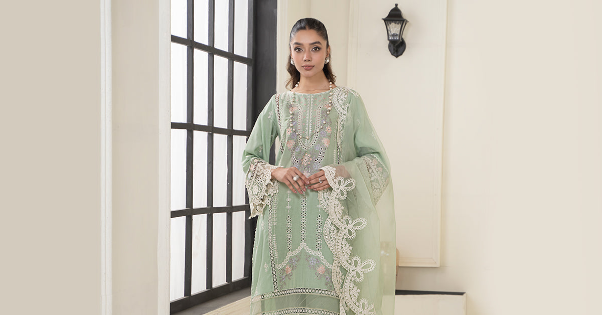 3 Piece Embroidered Dobby Suit