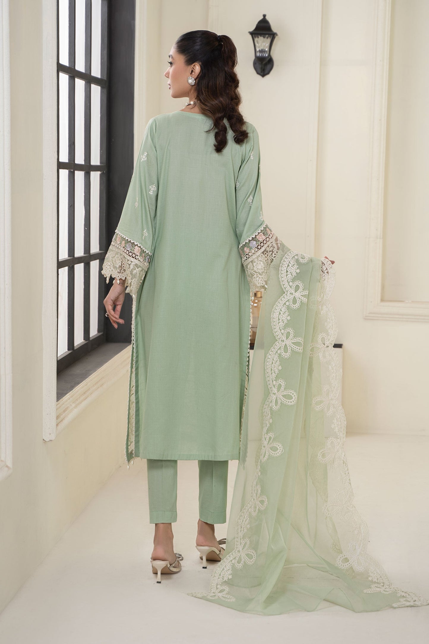 3 Piece Embroidered Dobby Suit