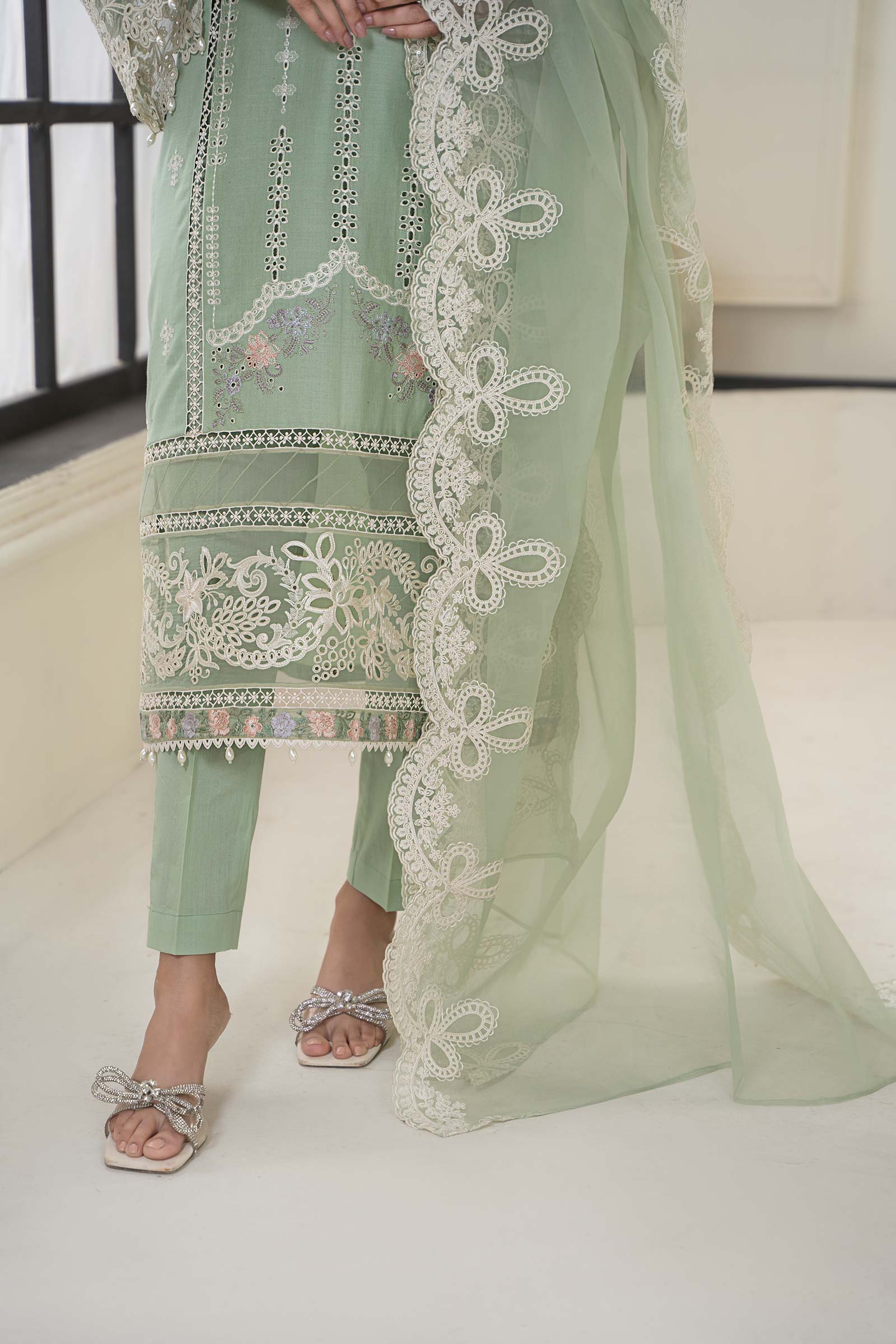 3 Piece Embroidered Dobby Suit