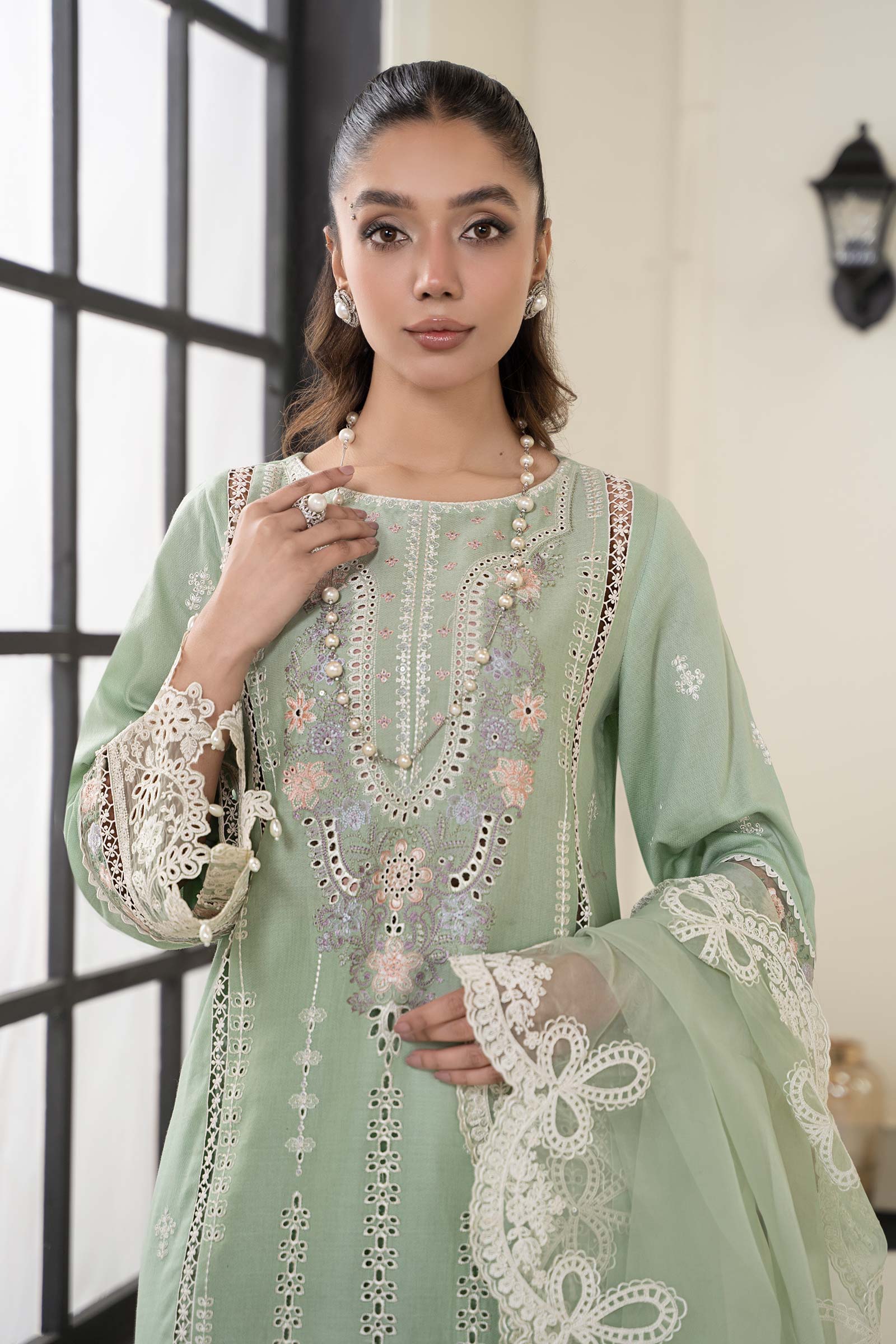 3 Piece Embroidered Dobby Suit