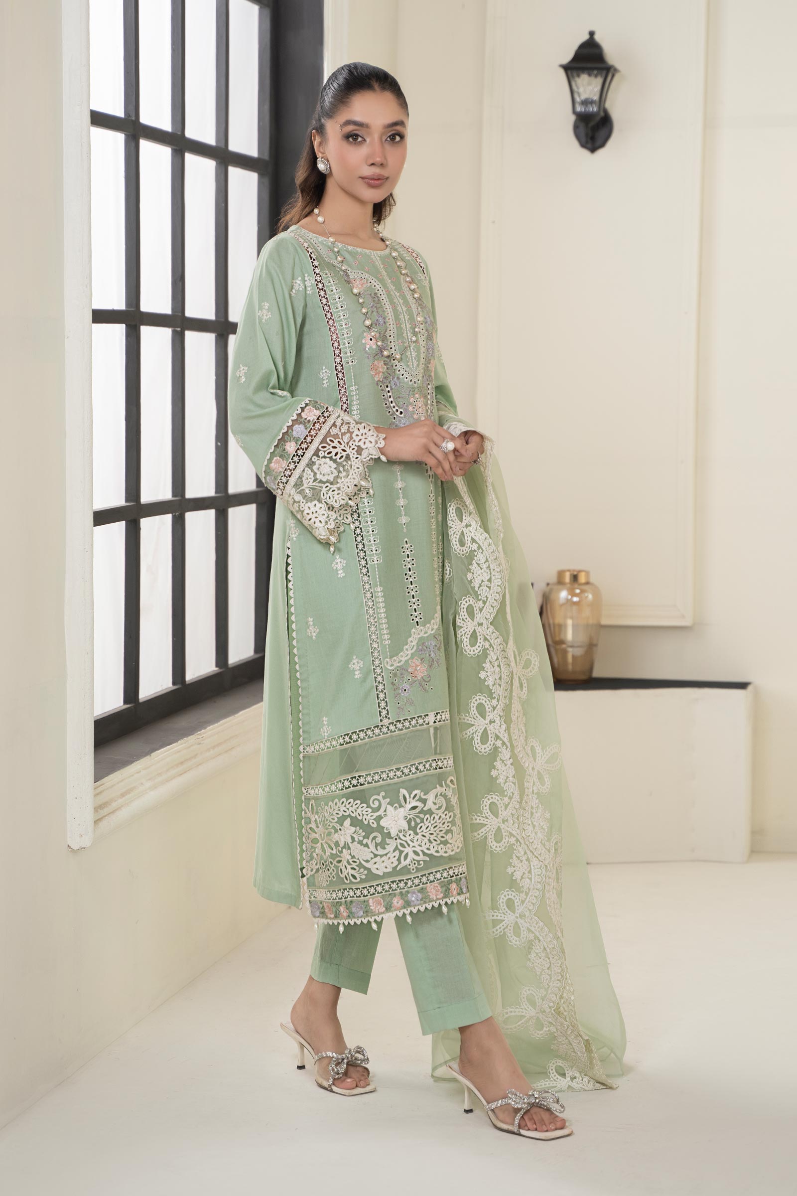 3 Piece Embroidered Dobby Suit