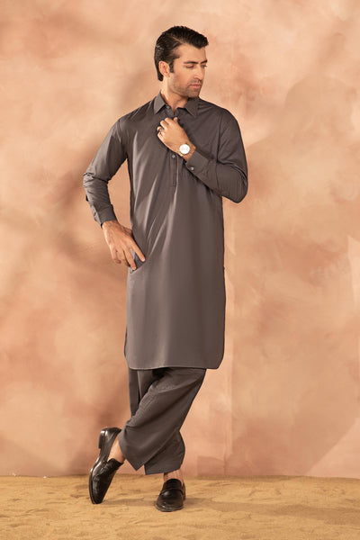 Embroidered Cotton Suit | GTS-SS24-20 All Products GTS2420-SML-GRY
