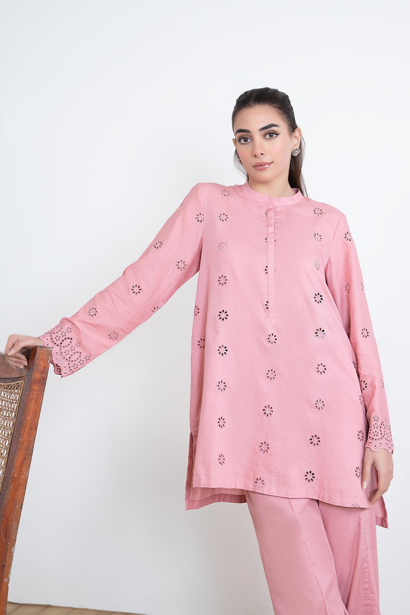 EMBROIDERED DOBBY LAWN CO-ORD SET | MB-EF24-163