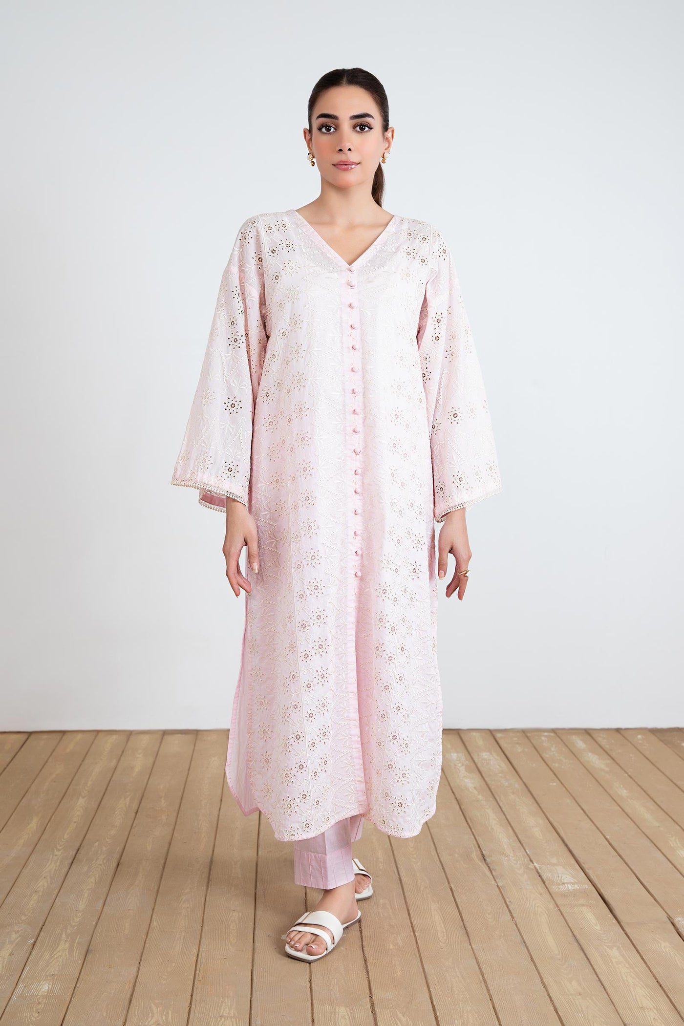 EMBROIDERED LAWN TUNIC DRESS | MB-EF24-33