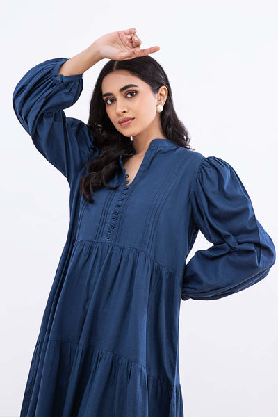 DYED DOBBY LAWN DRESS | MB-EF24-111 All Products MBEF111-EXS-BLU