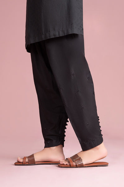 CAMBRIC TAPERED SHALWAR | MB-EF24-126 All Products MB24126-ESM-BLK