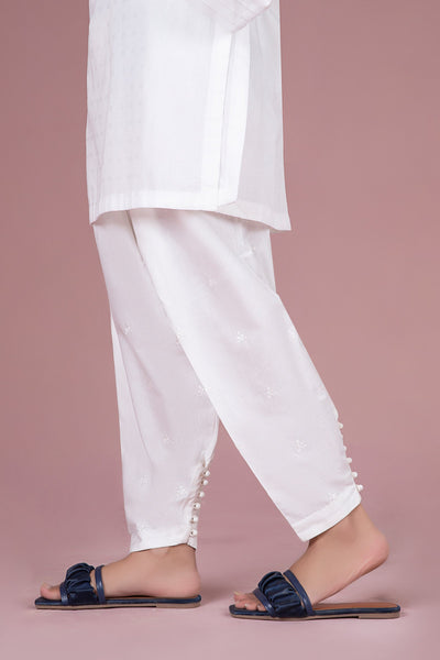 CAMBRIC TAPERED SHALWAR | MB-EF24-126 All Products MB24126-ESM-WHT