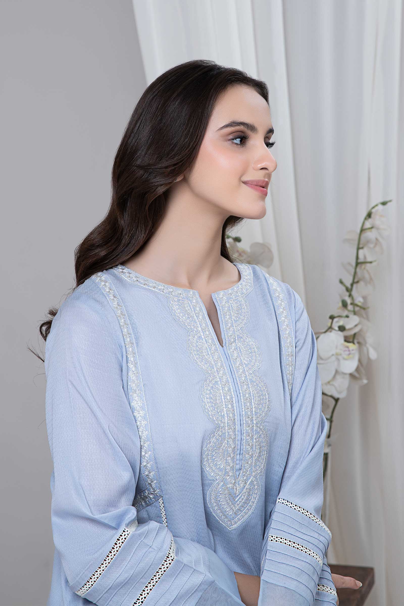 2 Piece Embroidered Dobby Lawn Suit