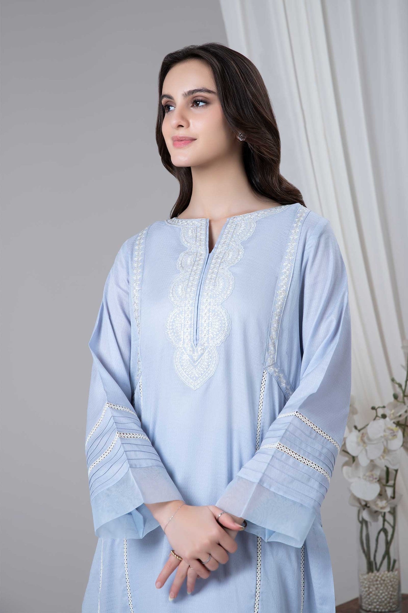 2 PIECE EMBROIDERED DOBBY LAWN SUIT | MB-EF24-170