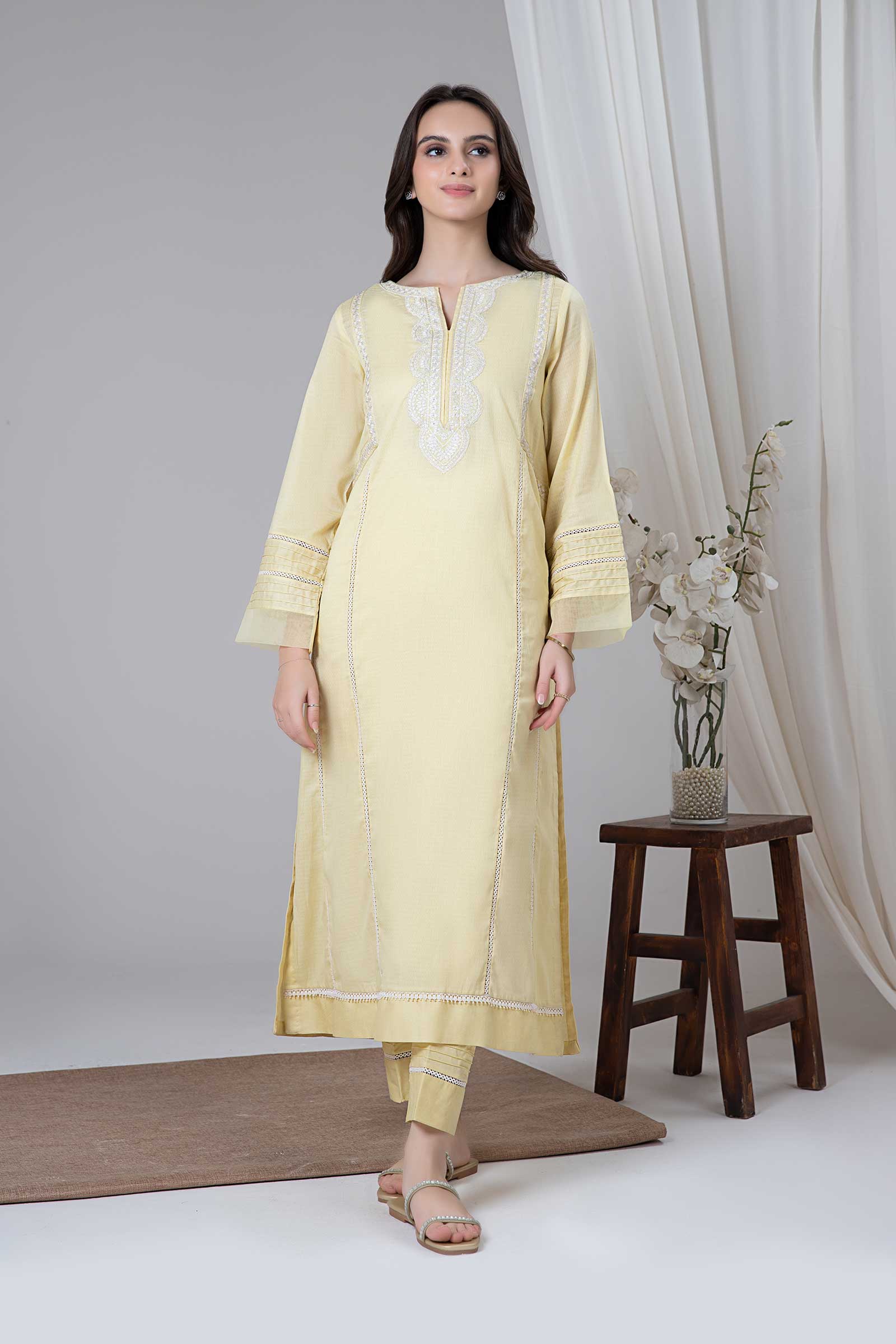 2 Piece Embroidered Dobby Lawn Suit