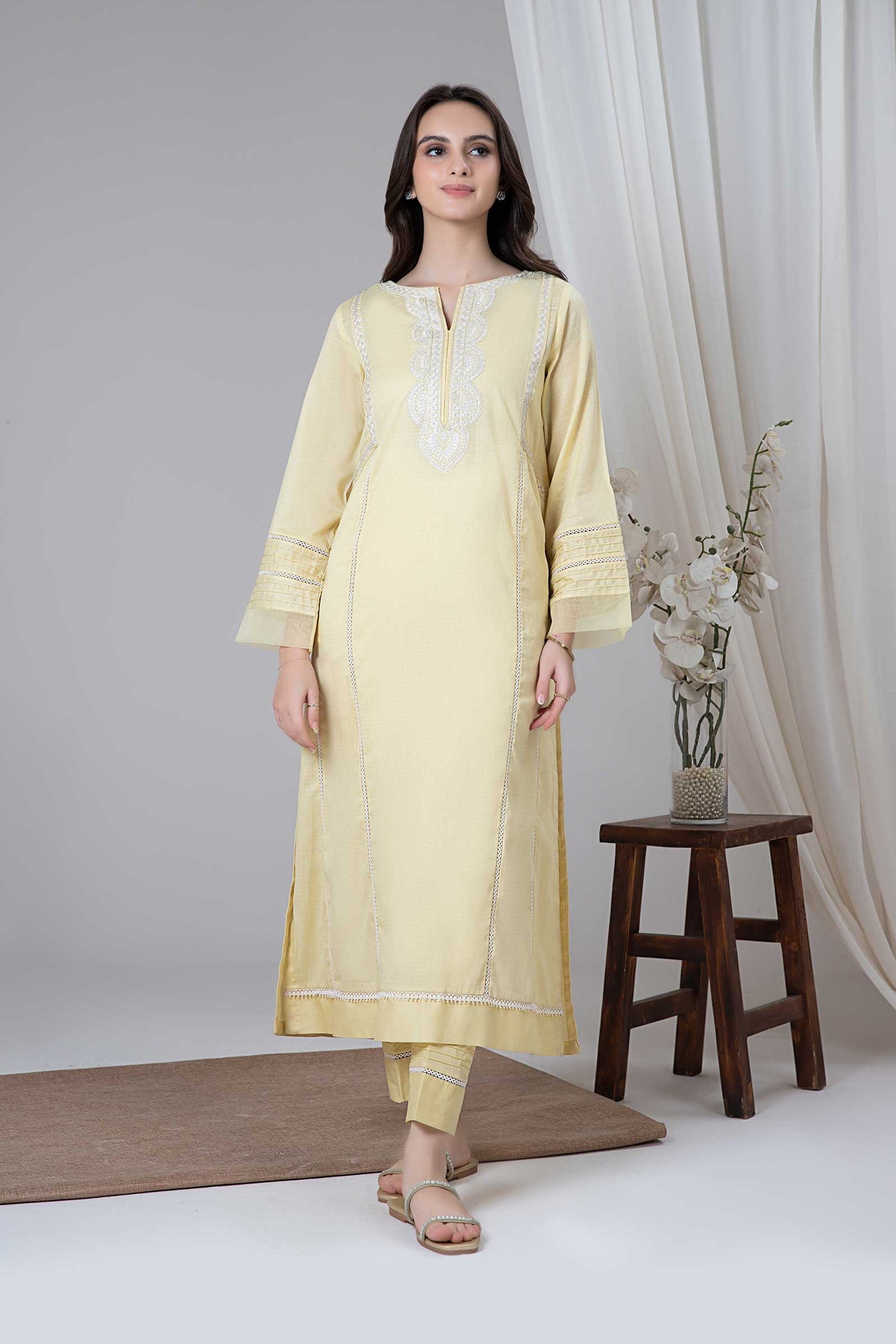 2 Piece Embroidered Dobby Lawn Suit