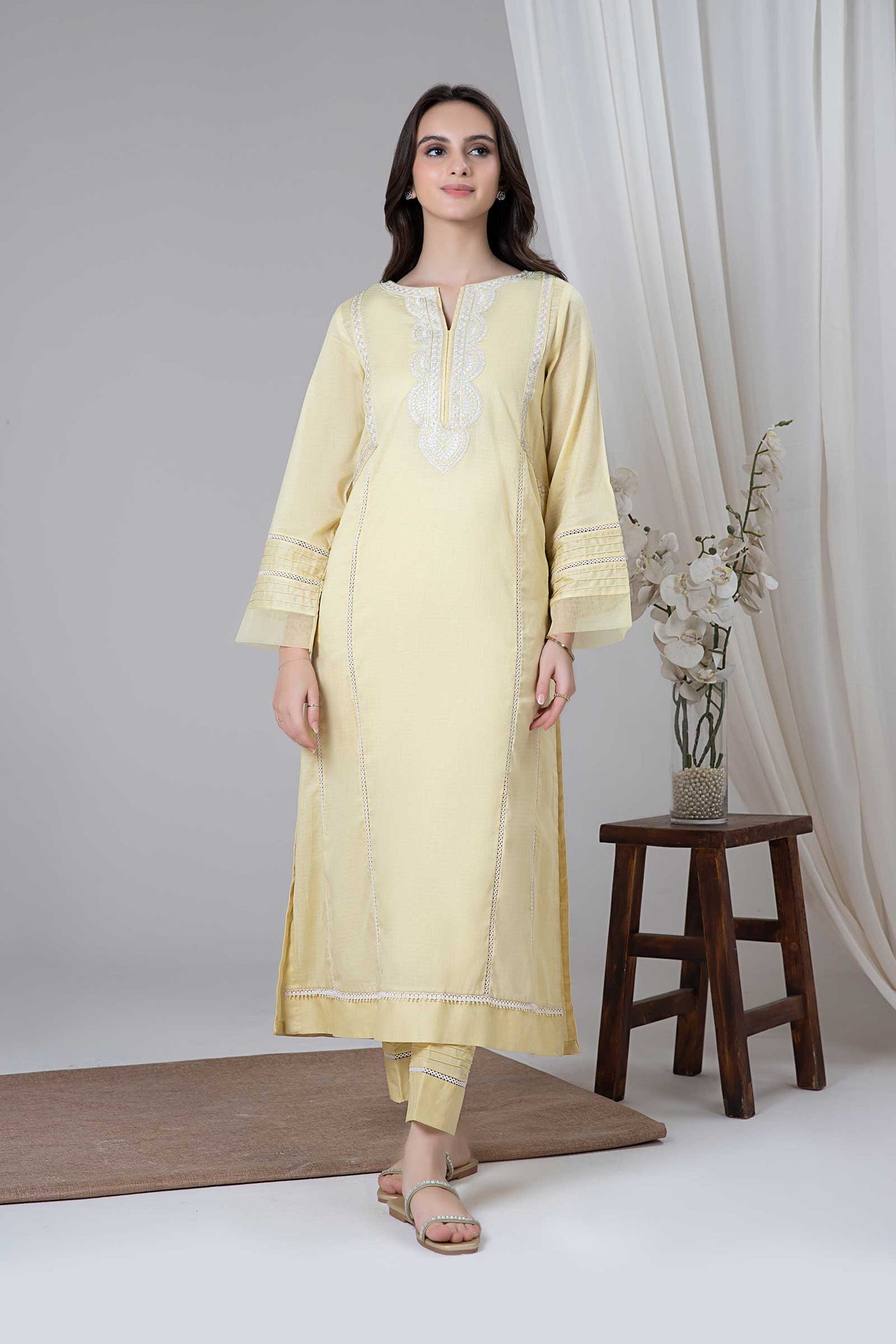 2 PIECE EMBROIDERED DOBBY LAWN SUIT | MB-EF24-170