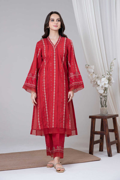 2 PIECE EMBROIDERED LAWN SUIT | MB-EF24-70 All Products MBE2470-ESM-RED