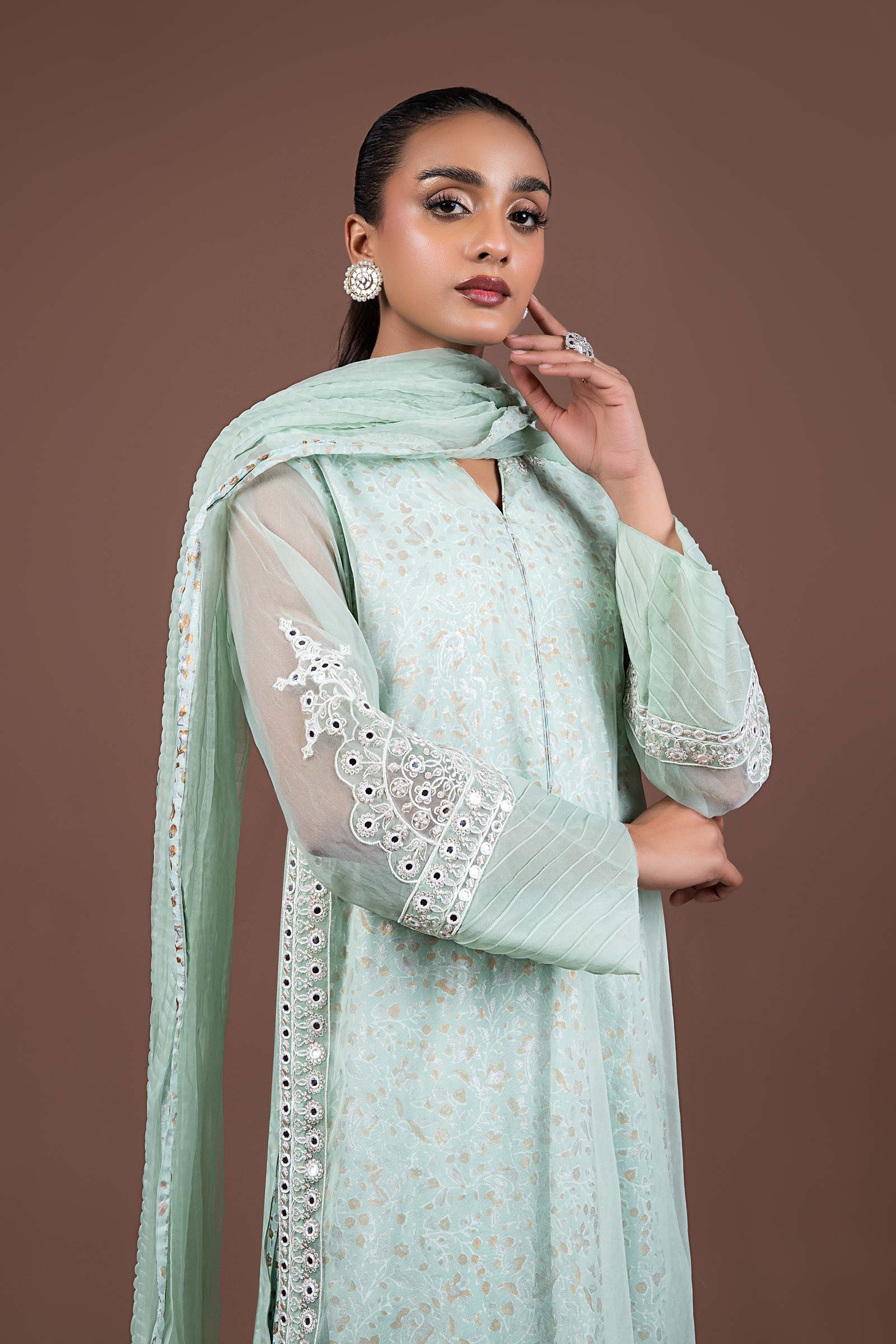 2 Pc Embroidered Organza Suit