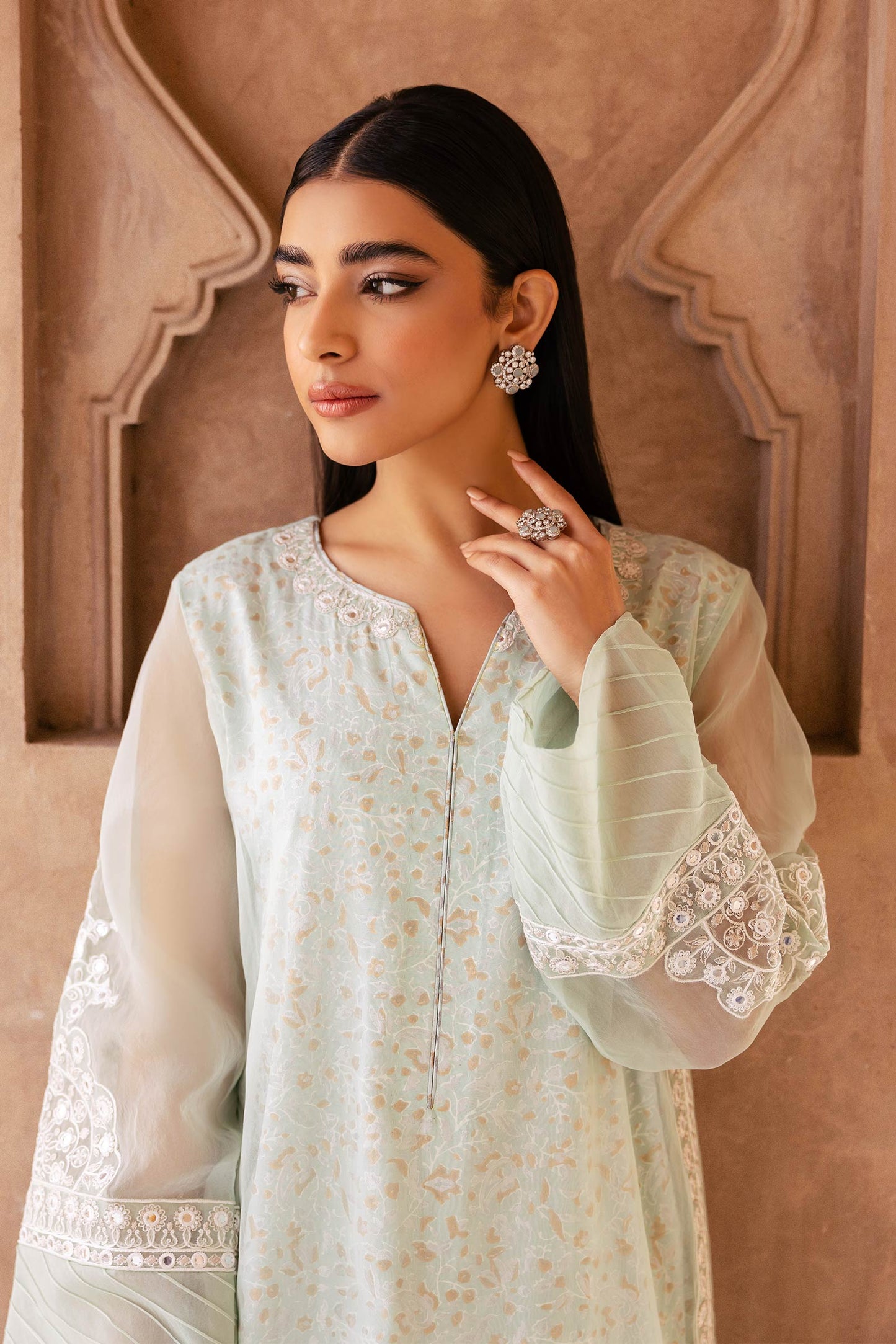 2 Pc Embroidered Organza Suit