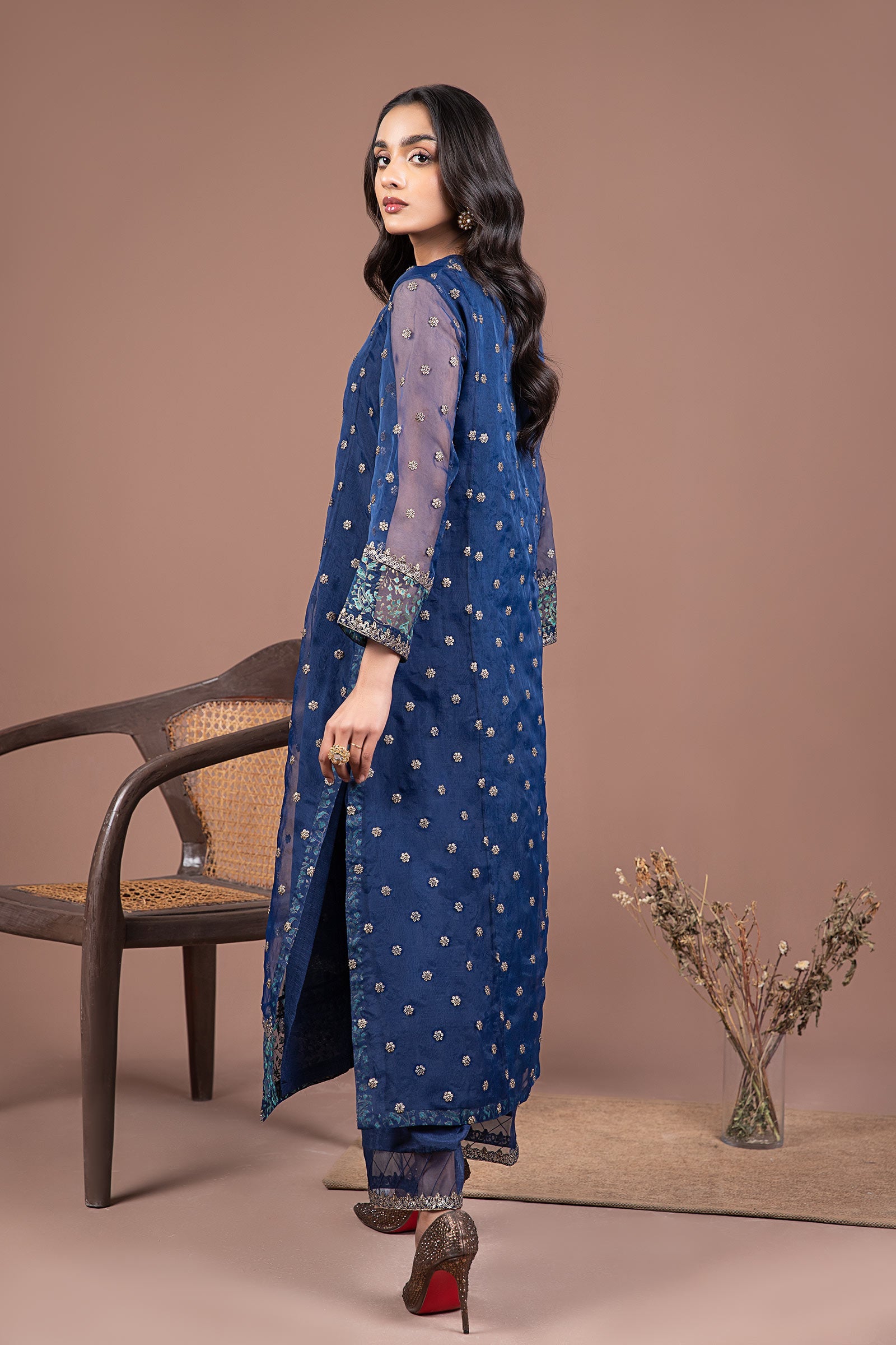 2 Pc Embroidered Organza Suit
