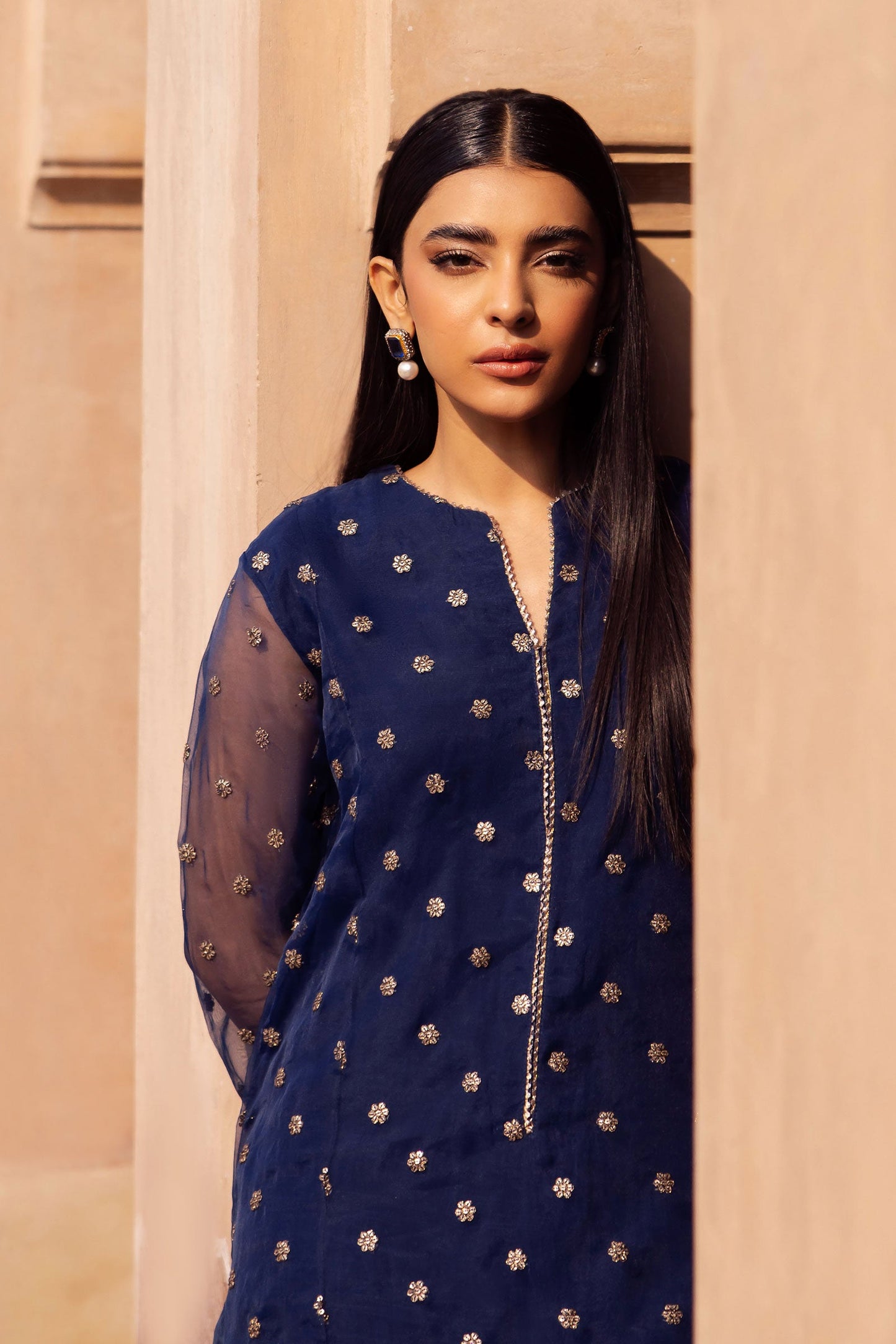 2 Pc Embroidered Organza Suit