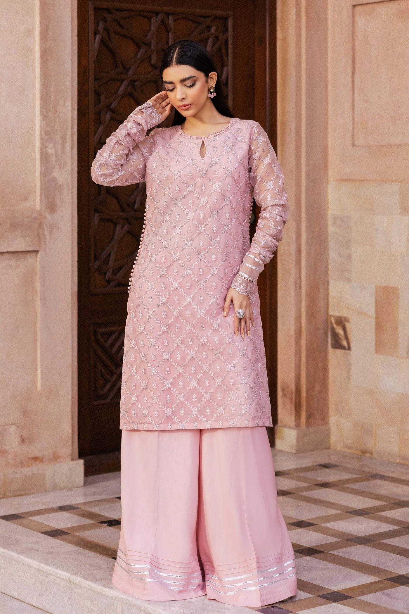 2 PIECE EMBROIDERED ORGANZA SUIT | MB-F24-507