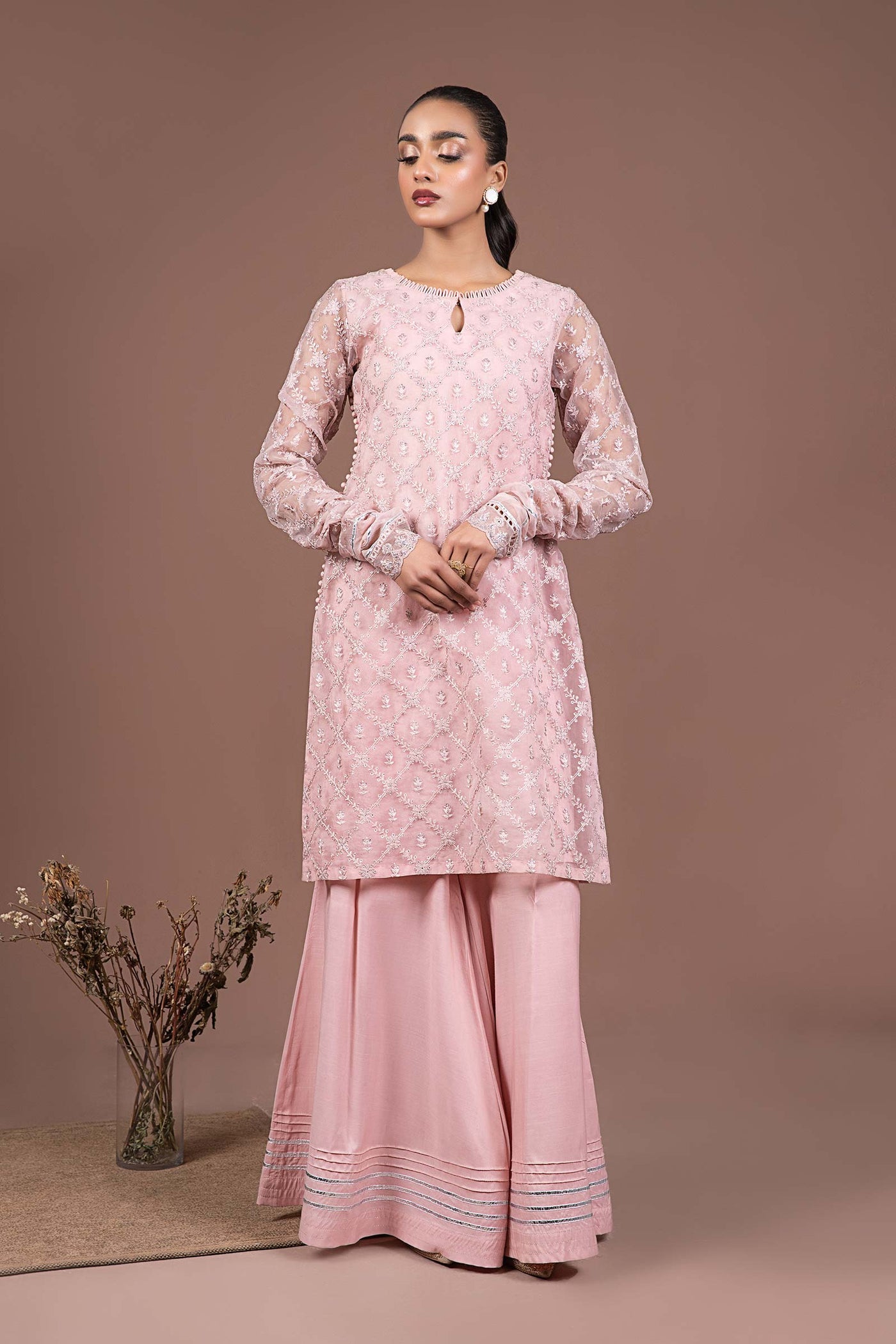 2 PIECE EMBROIDERED ORGANZA SUIT | MB-F24-507