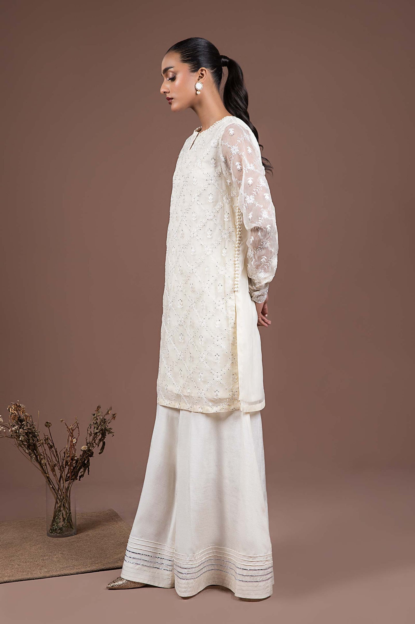 2 Piece Embroidered Organza Suit