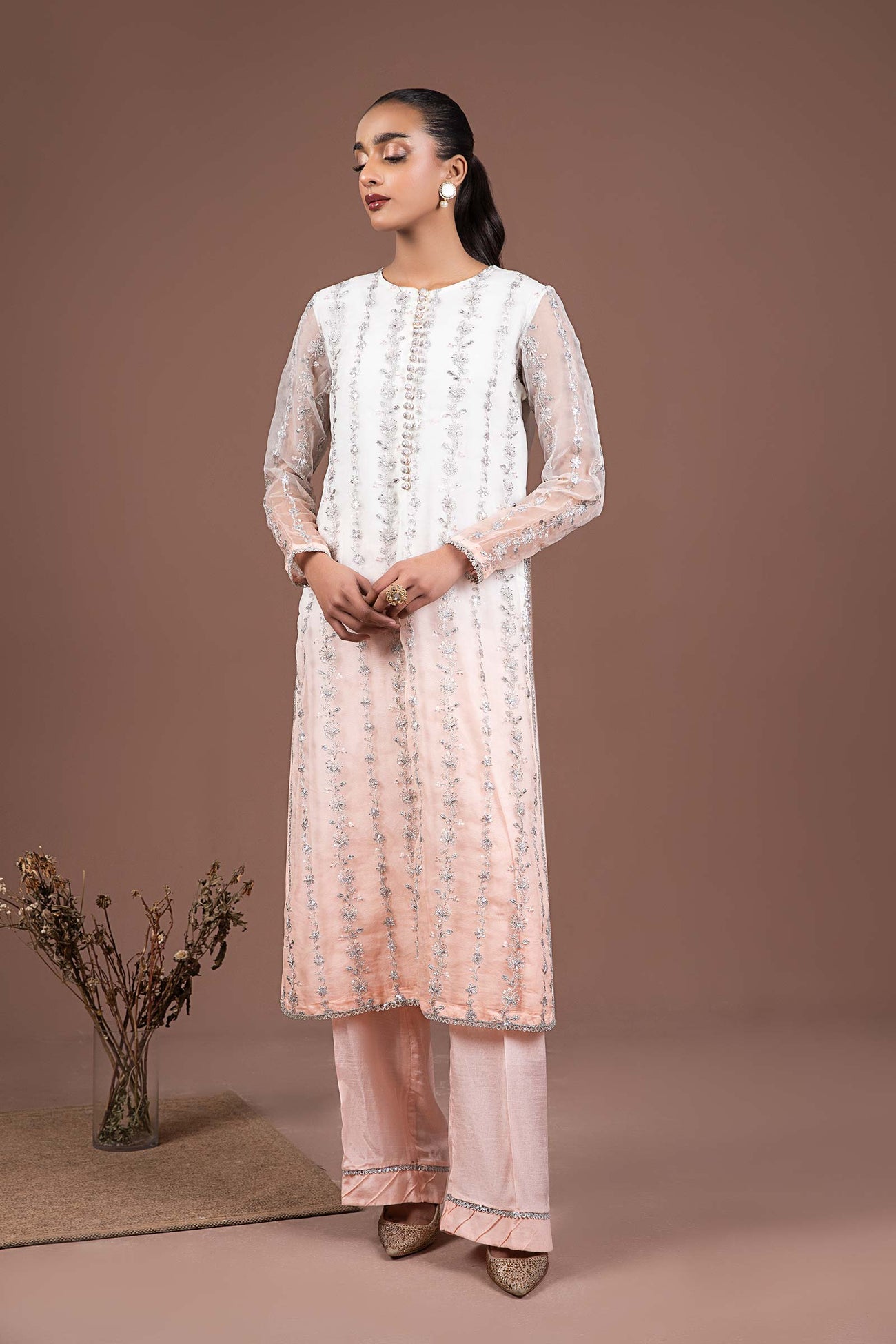 2 Pc Embroidered Organza Suit