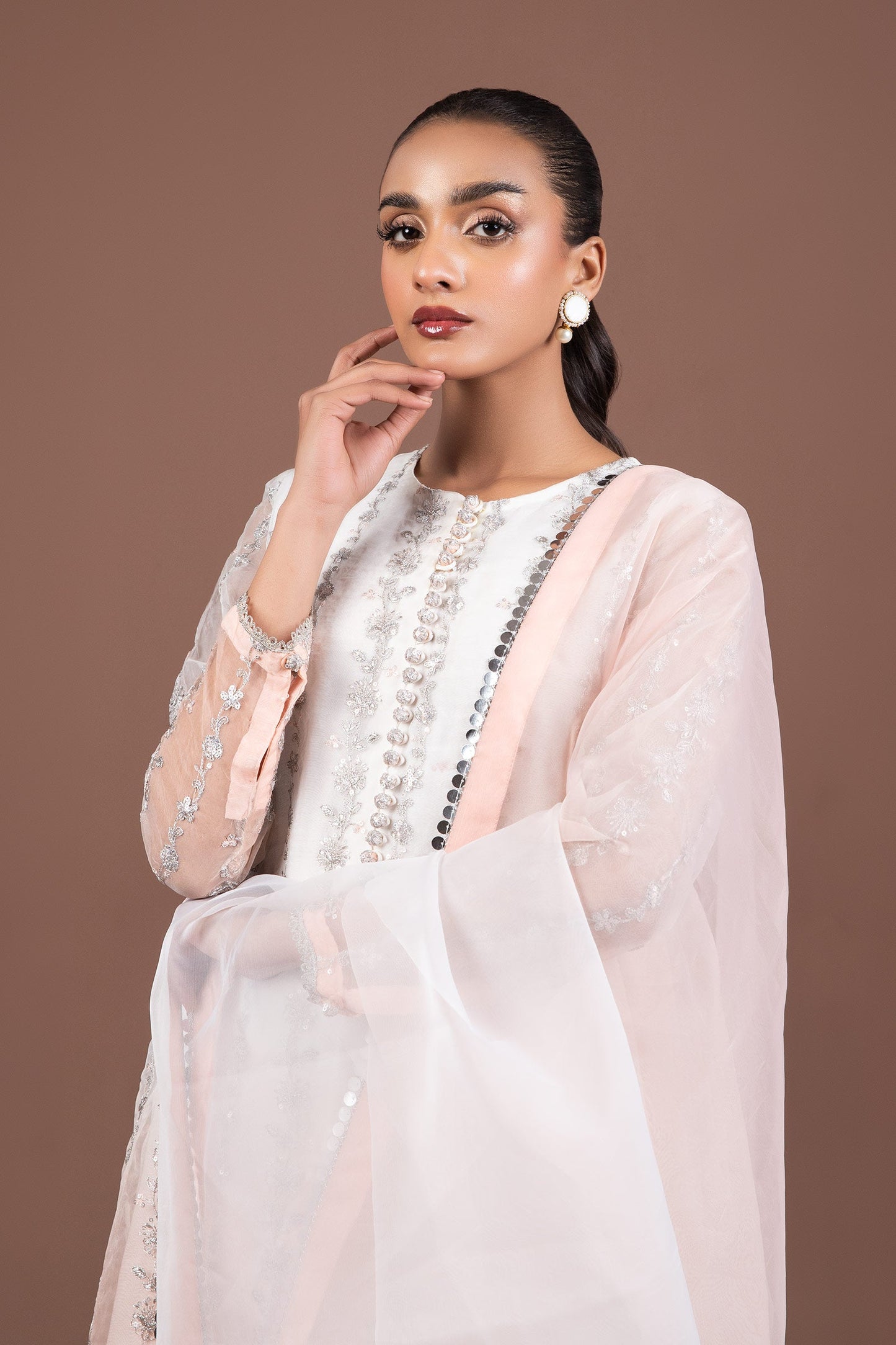 2 Pc Embroidered Organza Suit