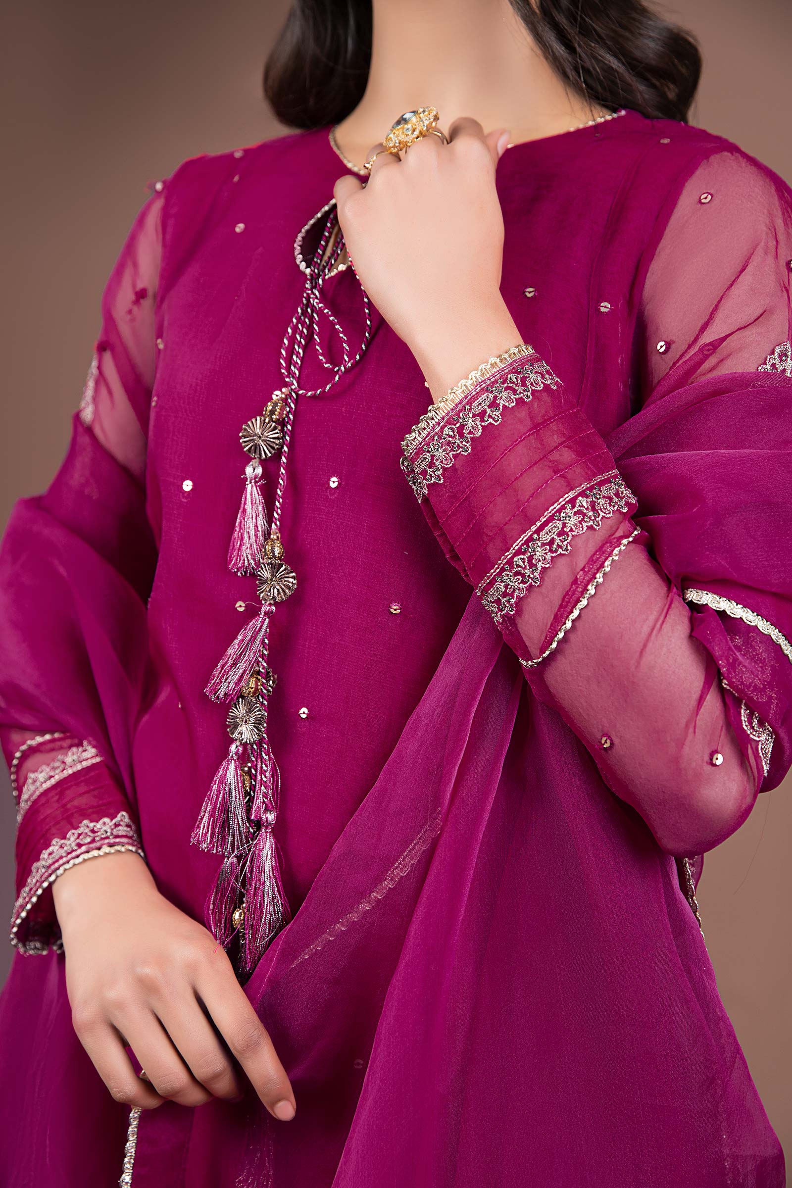 2 Pc Embroidered Organza Suit