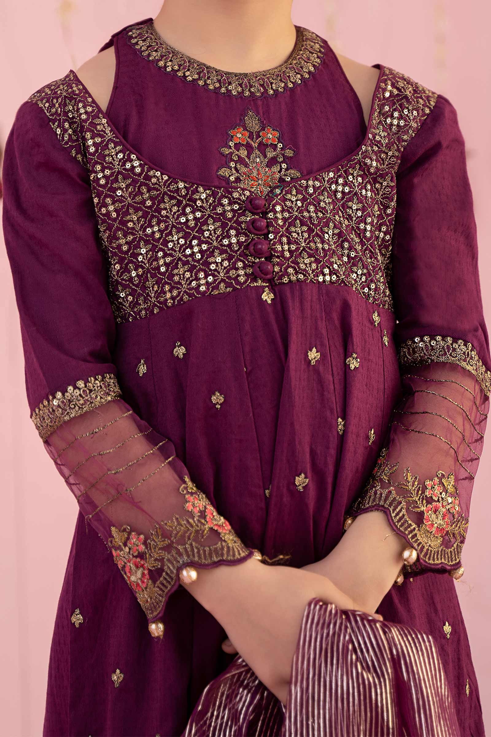 3 Piece Embroidered Dobby Suit