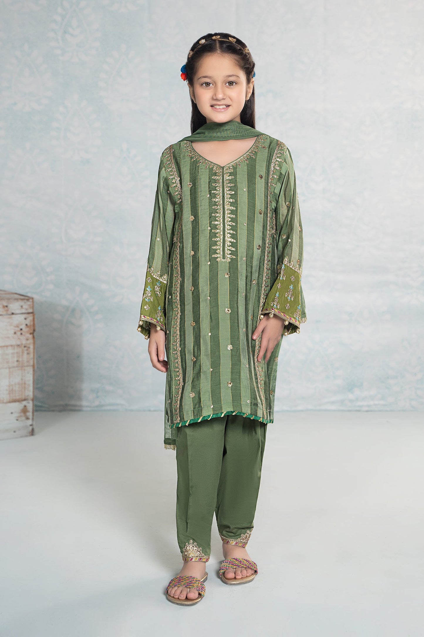 3 Piece Embroidered Yarn Dyed Suit