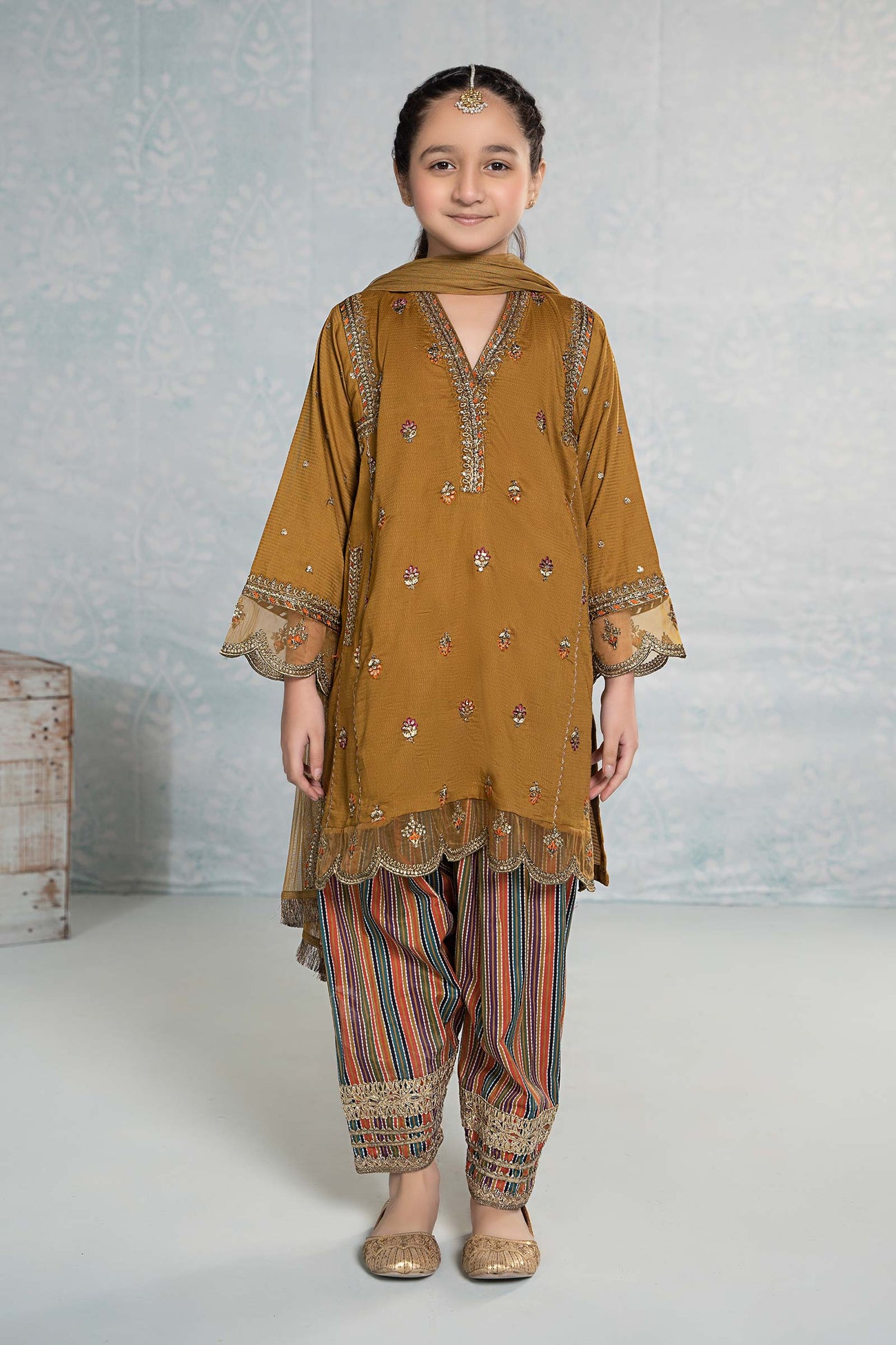 3 Piece Embroidered Dobby Suit