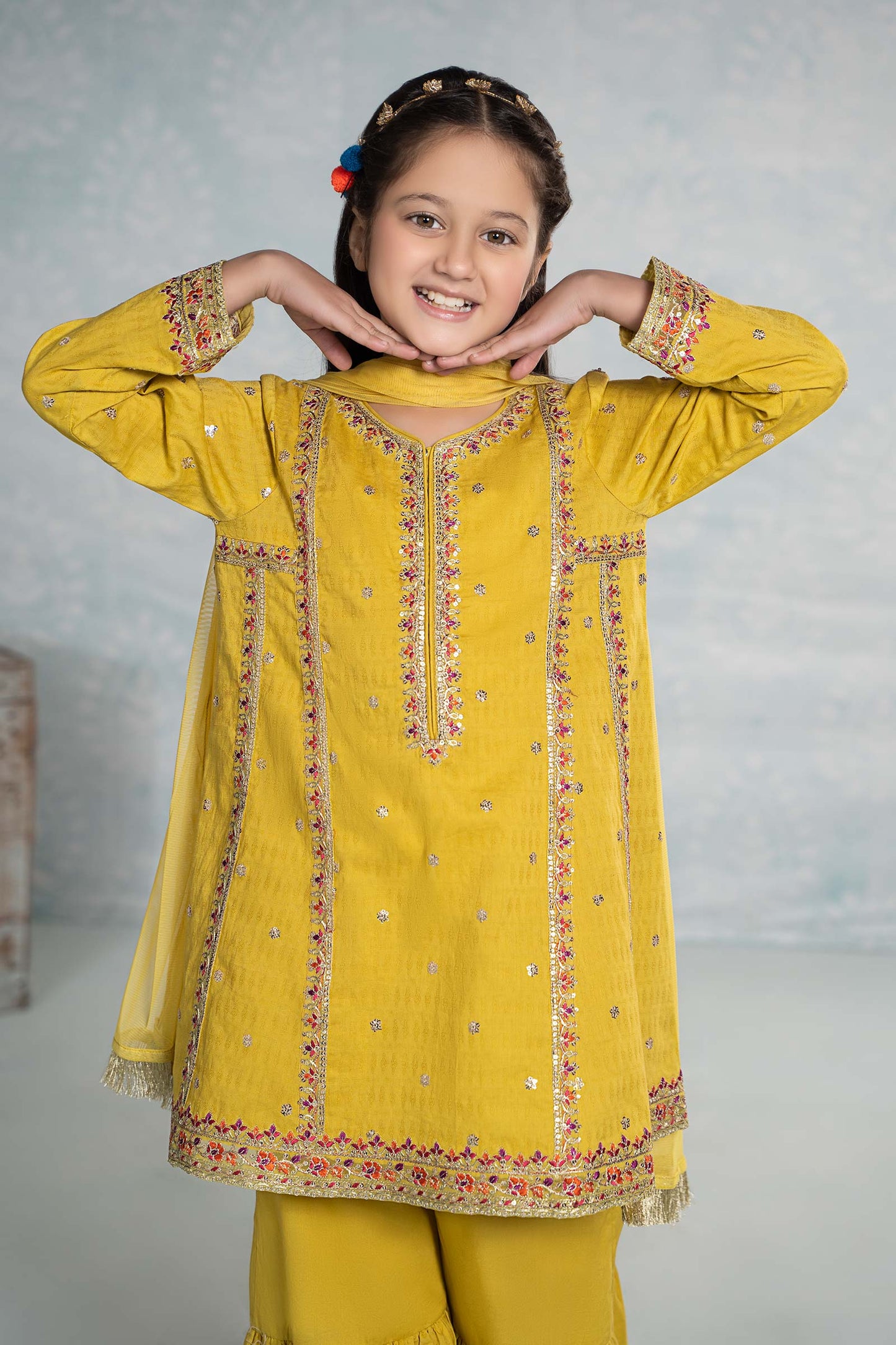 3 Piece Embroidered Dobby Suit