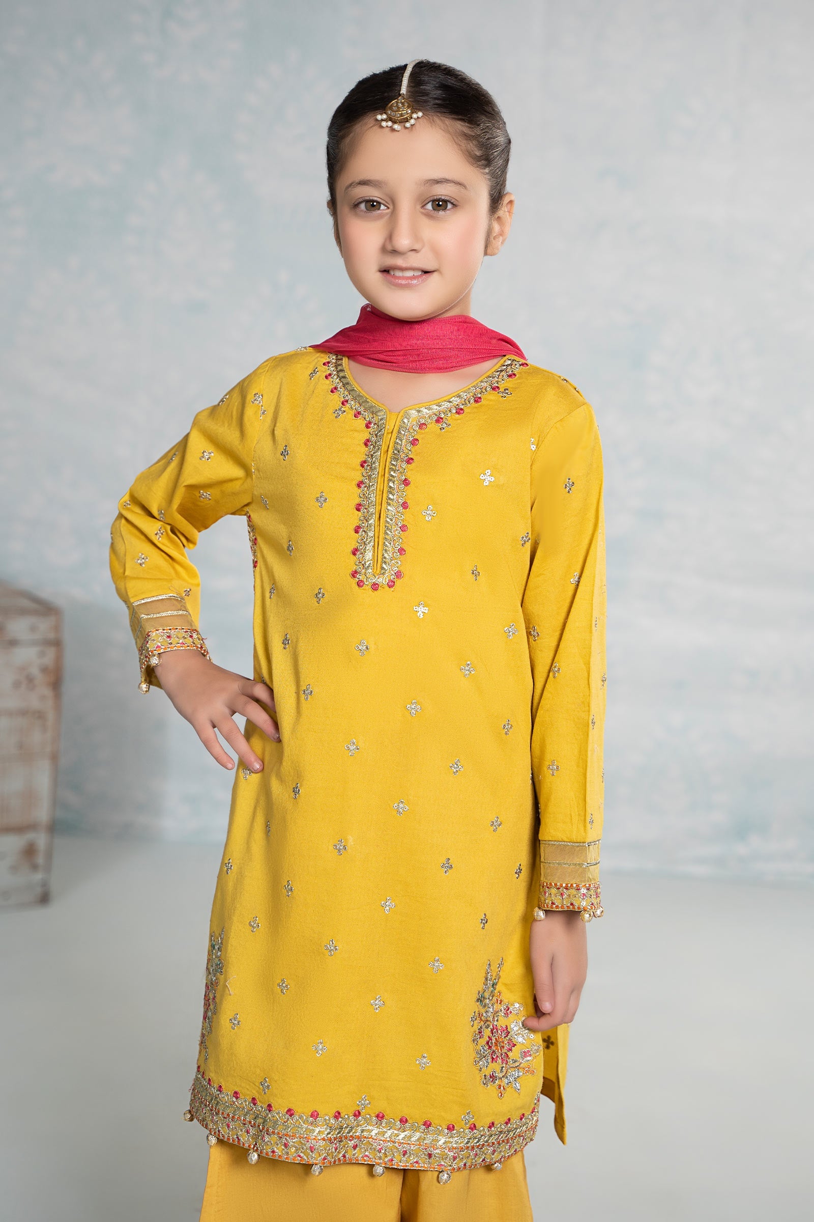 3 Piece Embroidered Dobby Suit