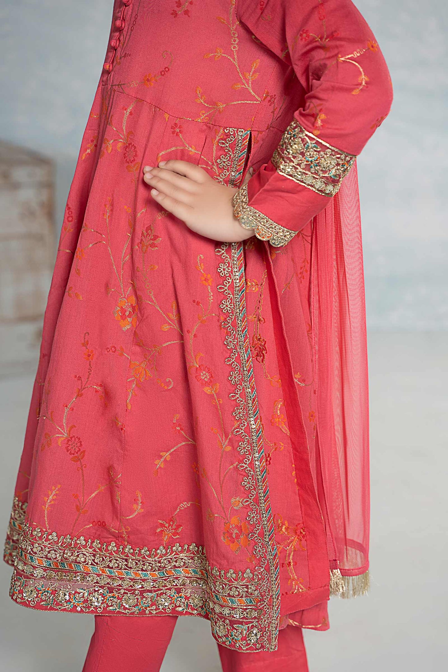 3 Piece Embroidered Jacquard Broshiasuit
