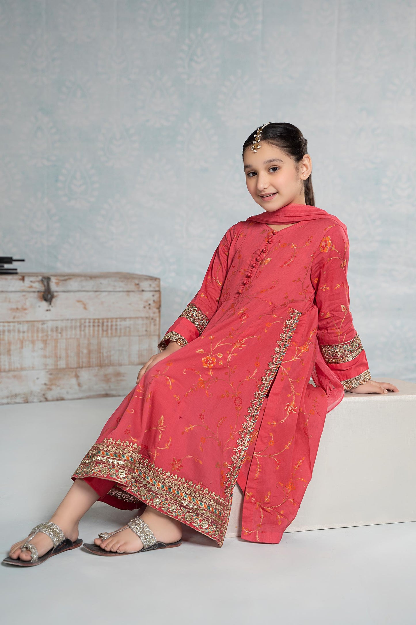 3 Piece Embroidered Jacquard Broshiasuit