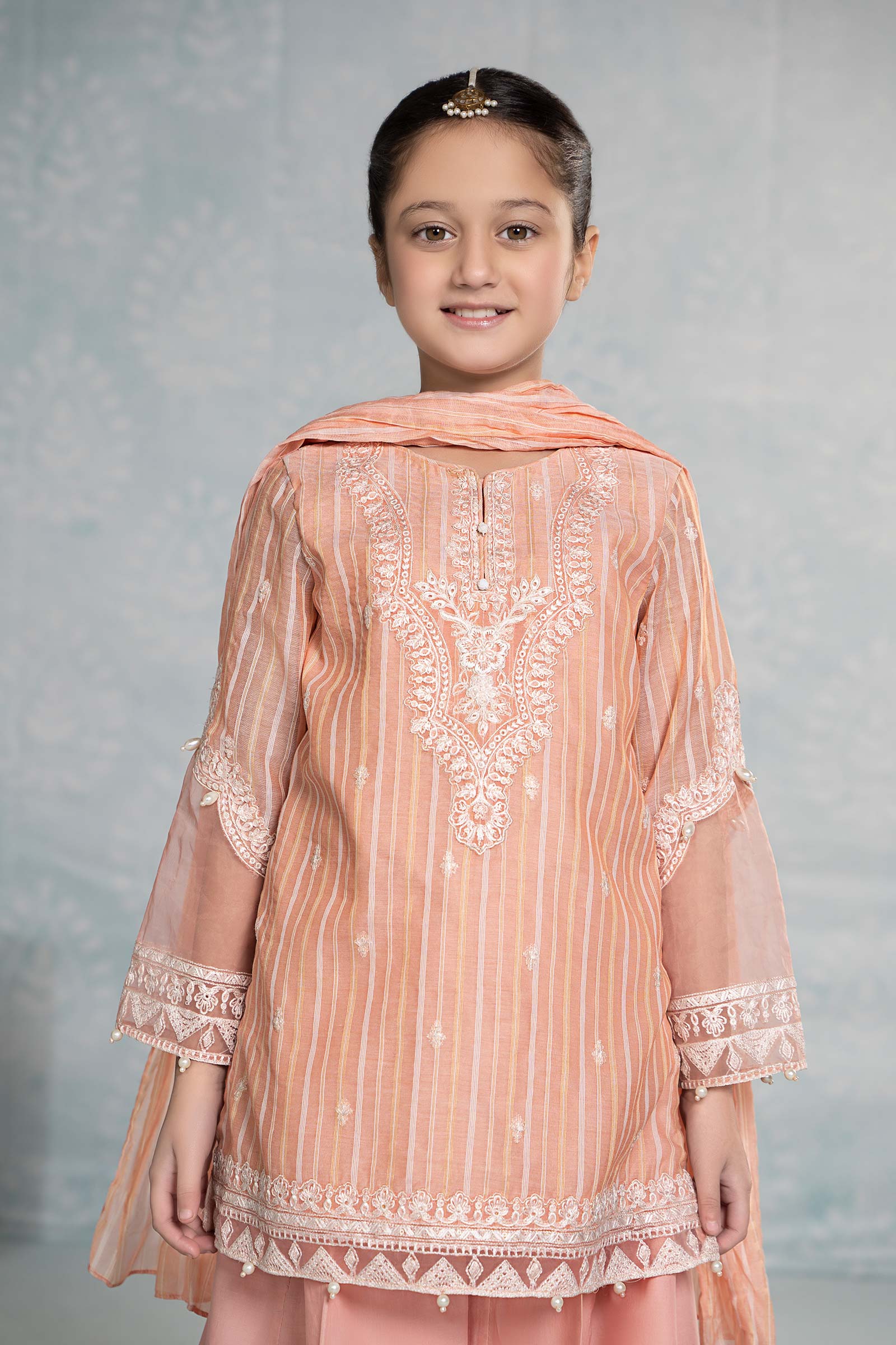 3 Piece Embroidered Stripecotton Suit