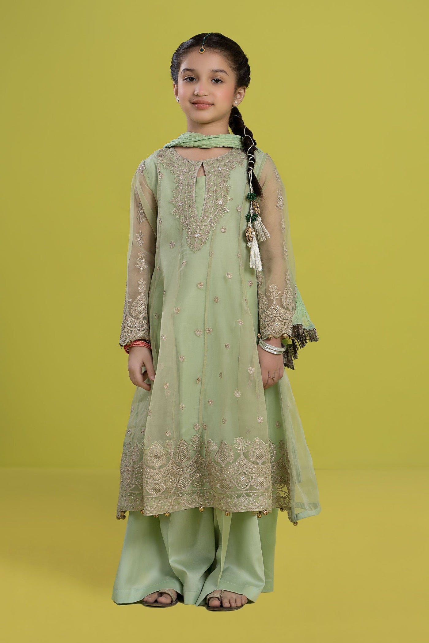 3 PIECE EMBROIDERED ORGANZA SUIT | MKS-EF24-05