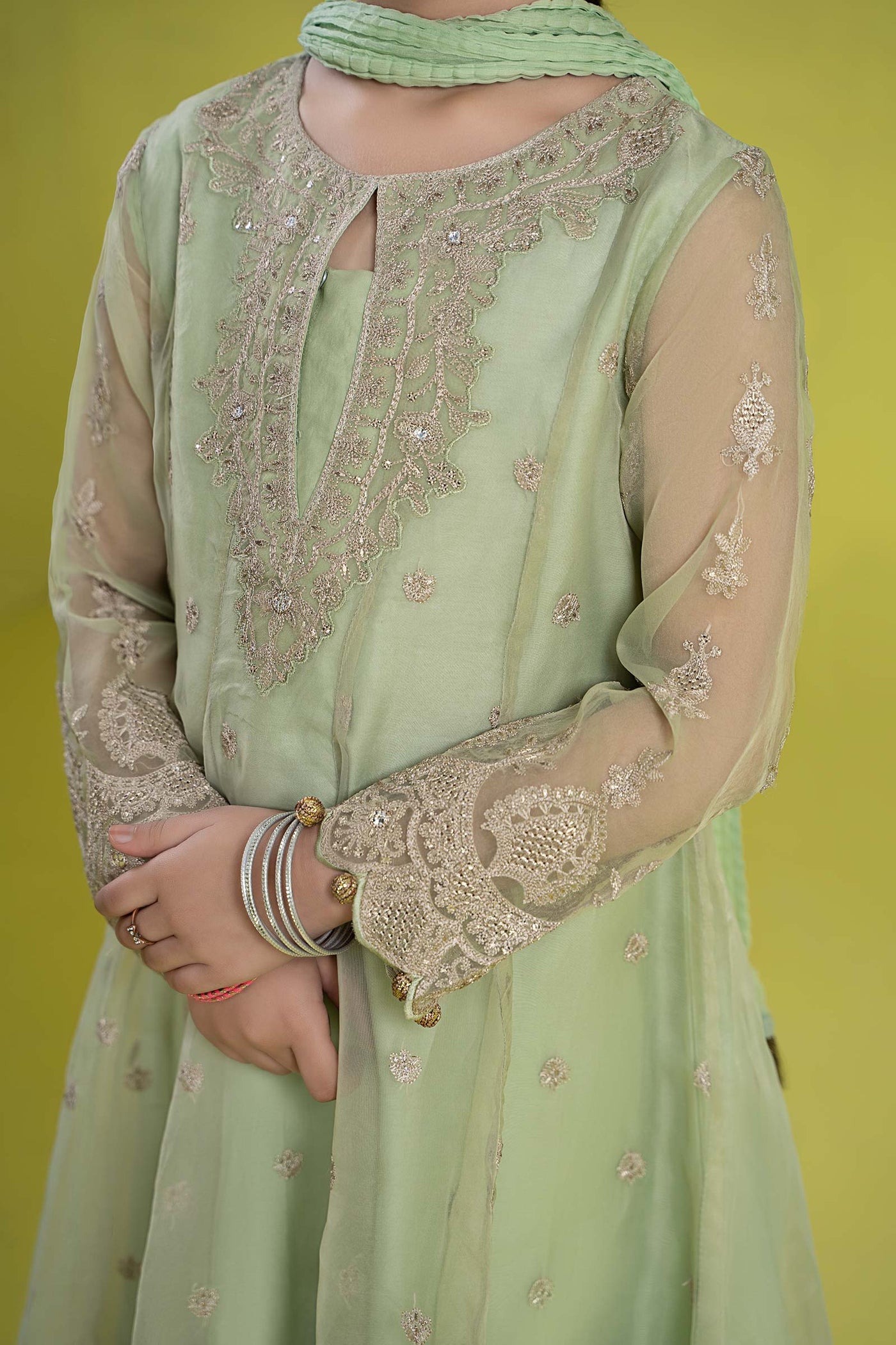 3 PIECE EMBROIDERED ORGANZA SUIT | MKS-EF24-05