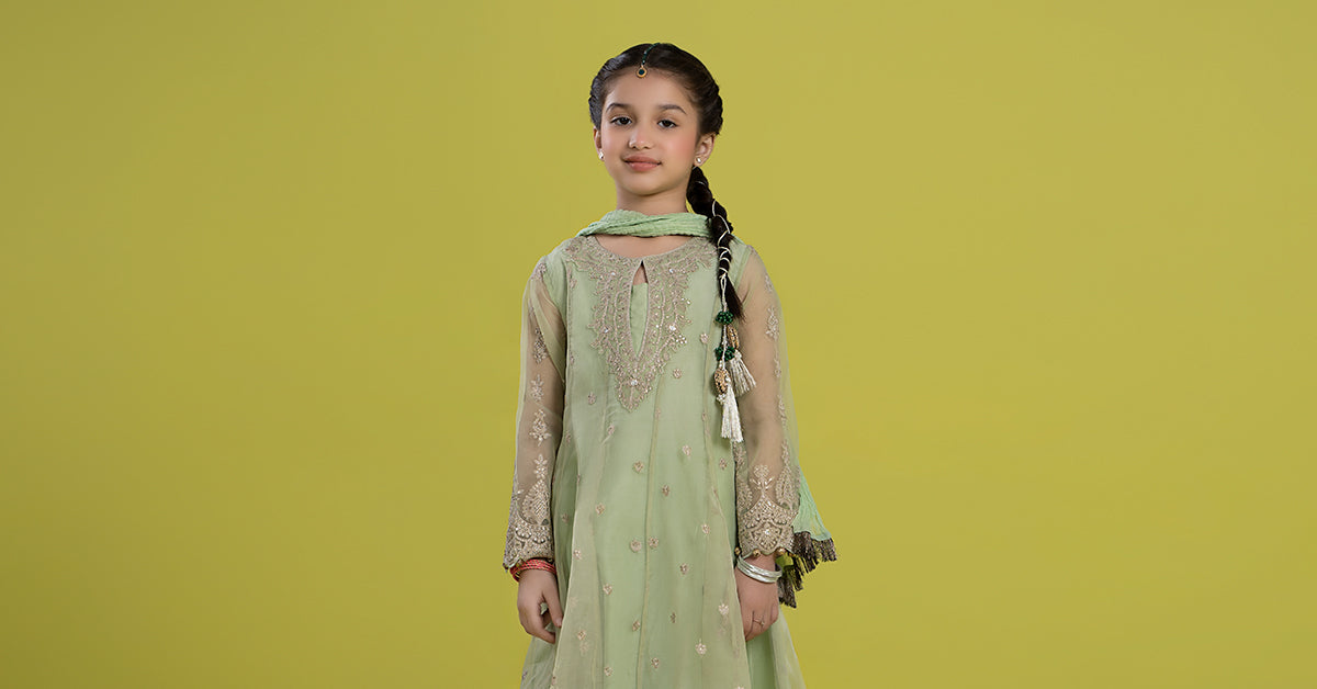 3 Piece Embroidered Organza Suit