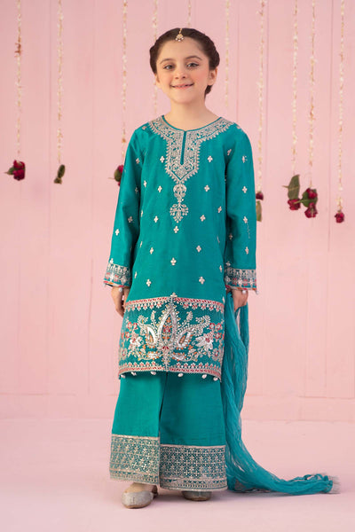 3 PIECE EMBROIDERED RAW SILK SUIT | MKS-EF24-09 All Products MKS2409-023-FRZ
