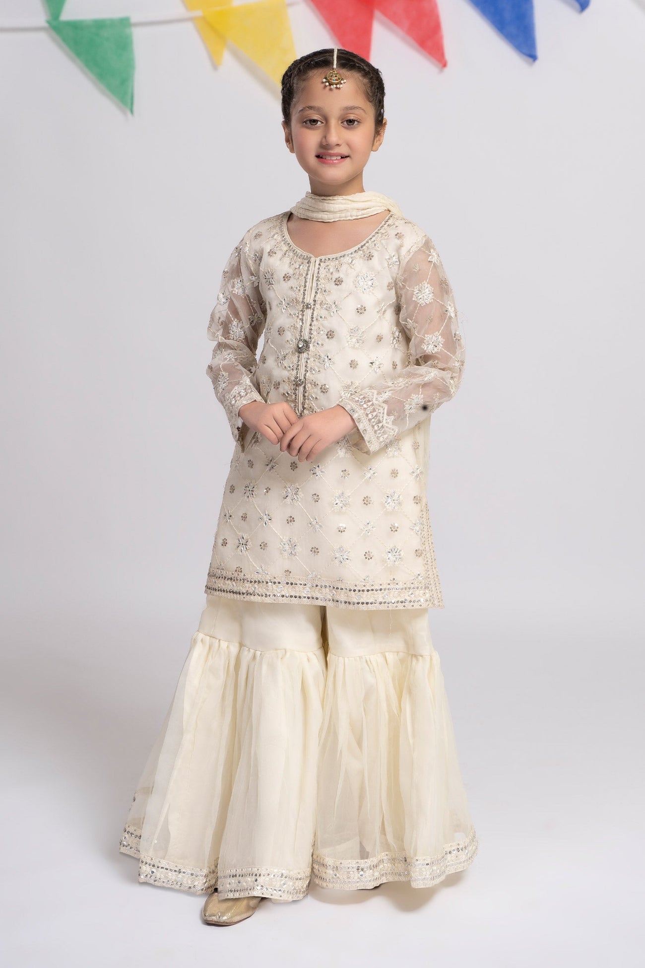 3 Piece Embroidered Organza Suit