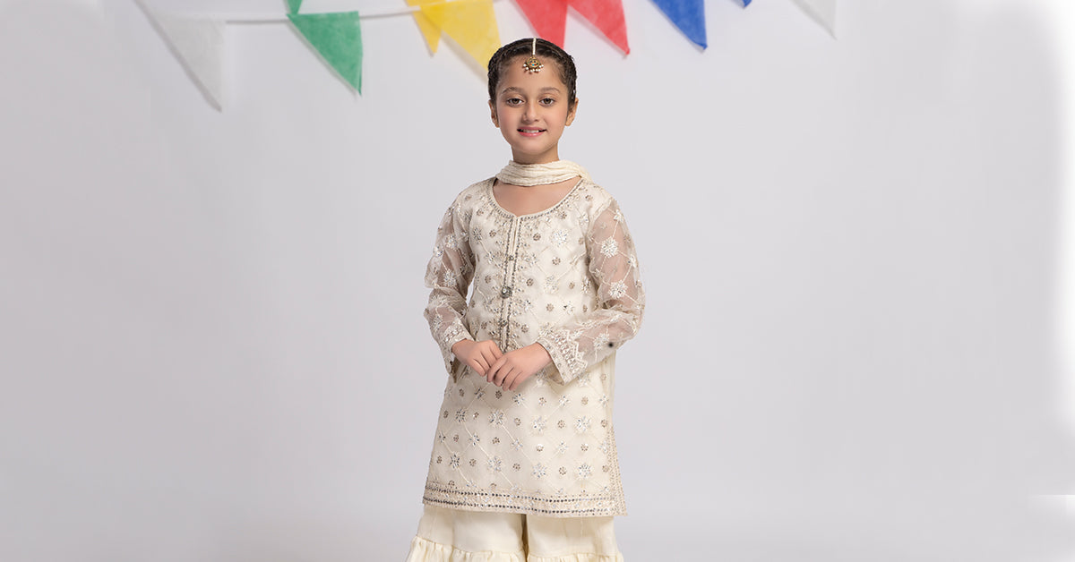 3 Piece Embroidered Organza Suit