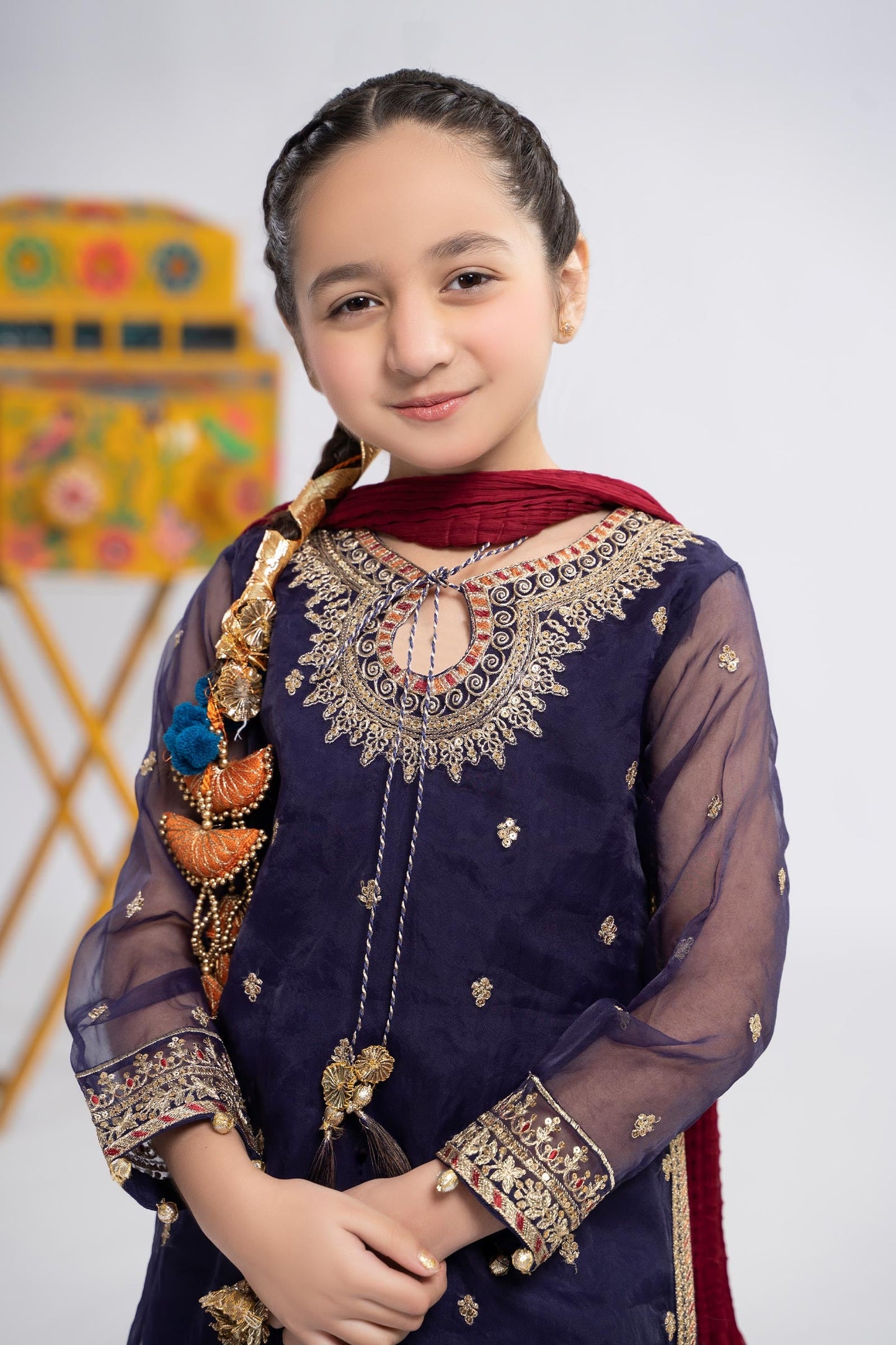3 Piece Embroidered Organza Suit