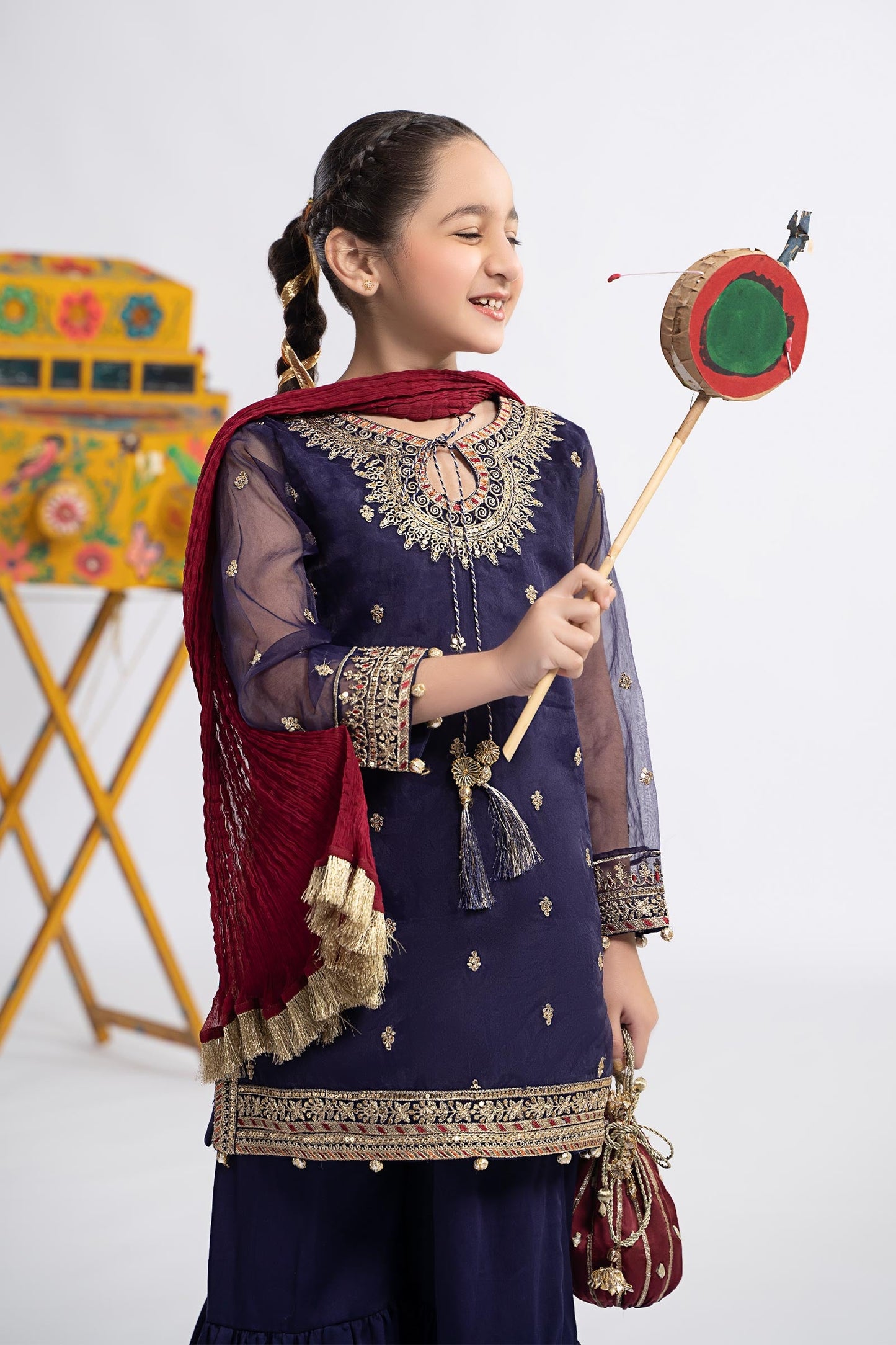 3 Piece Embroidered Organza Suit