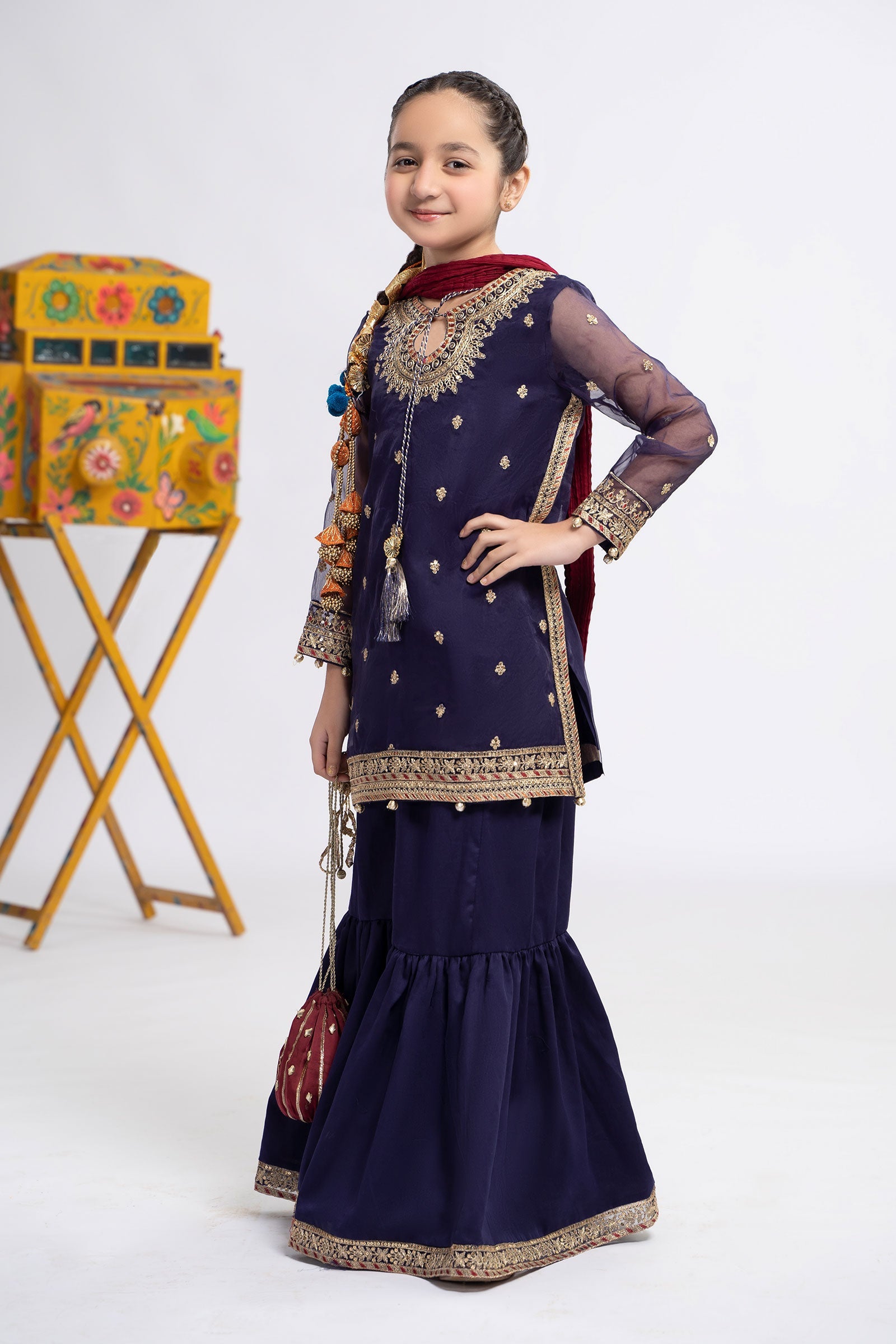 3 Piece Embroidered Organza Suit