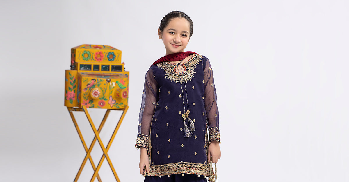 3 Piece Embroidered Organza Suit