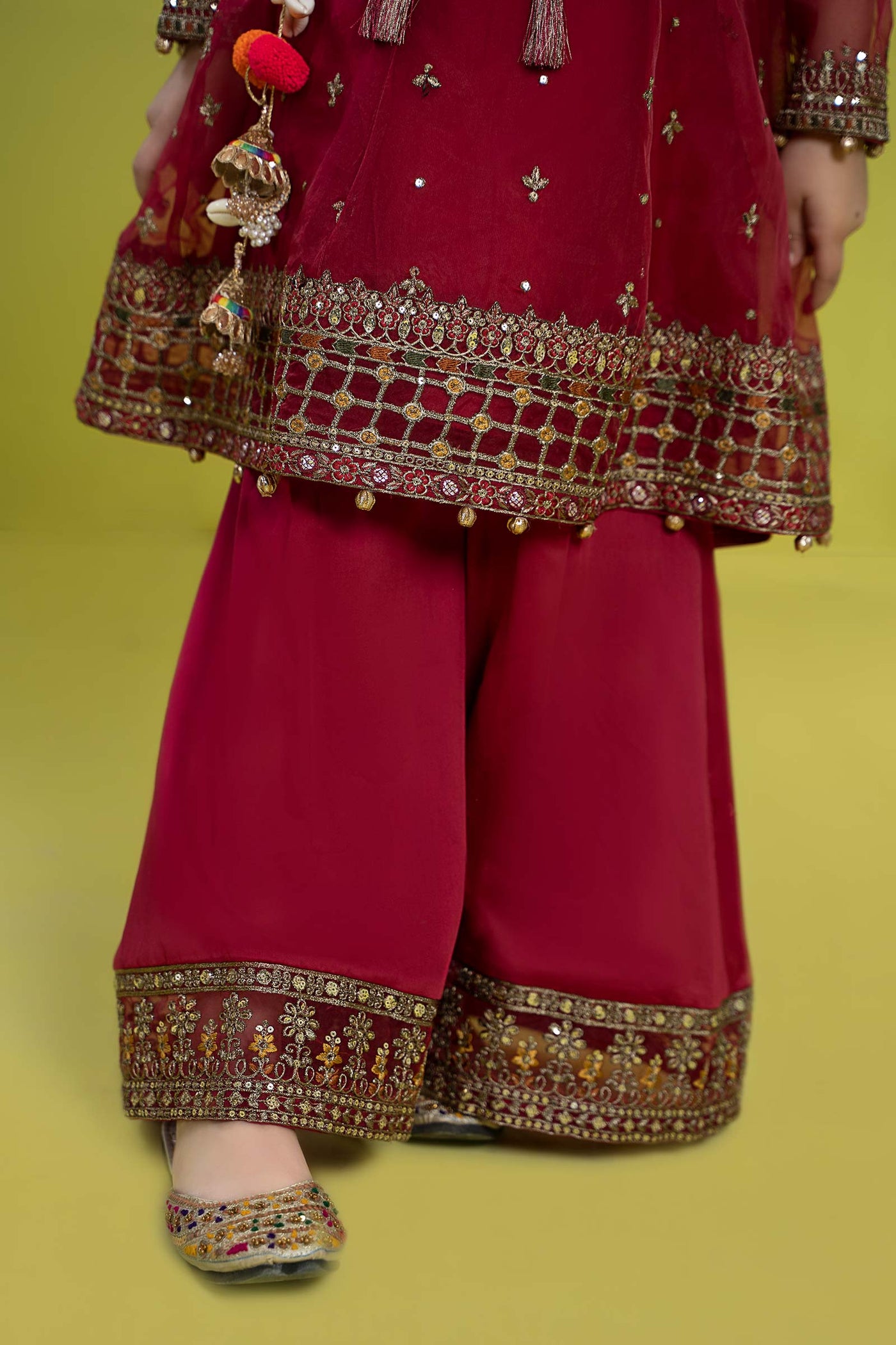 3 PIECE EMBROIDERED ORGANZA SUIT | MKS-EF24-16