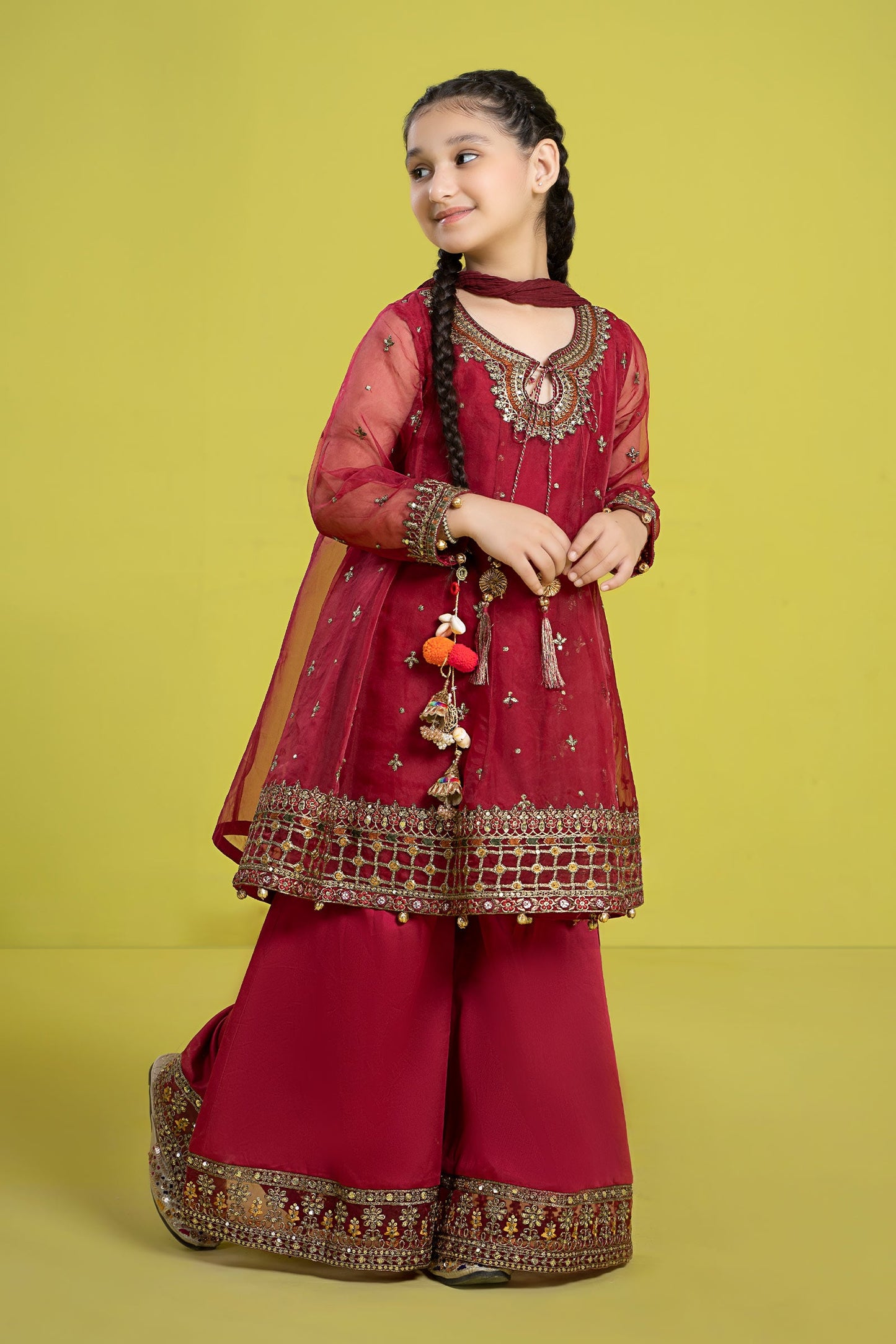 3 Piece Embroidered Organza Suit